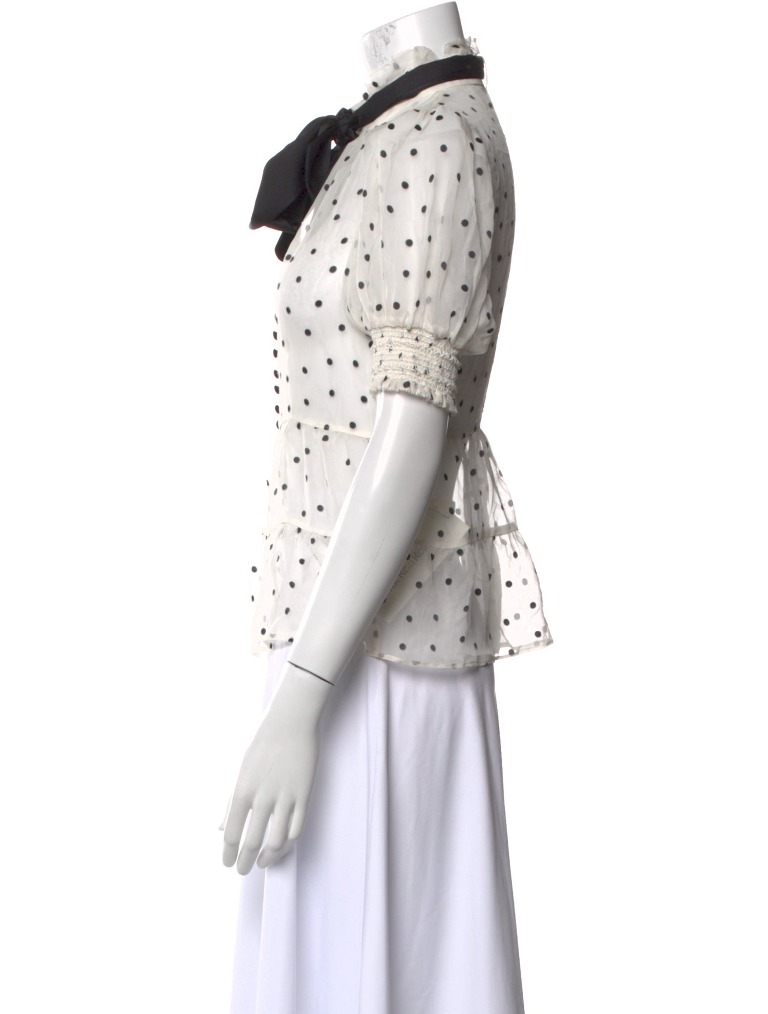 Alice + Olivia Silk Polka Dot Print Button-Up Top