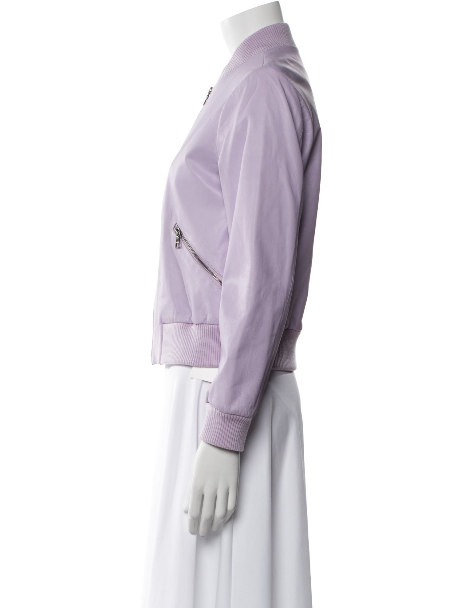 Alice + Olivia Lamb Leather Bomber Jacket