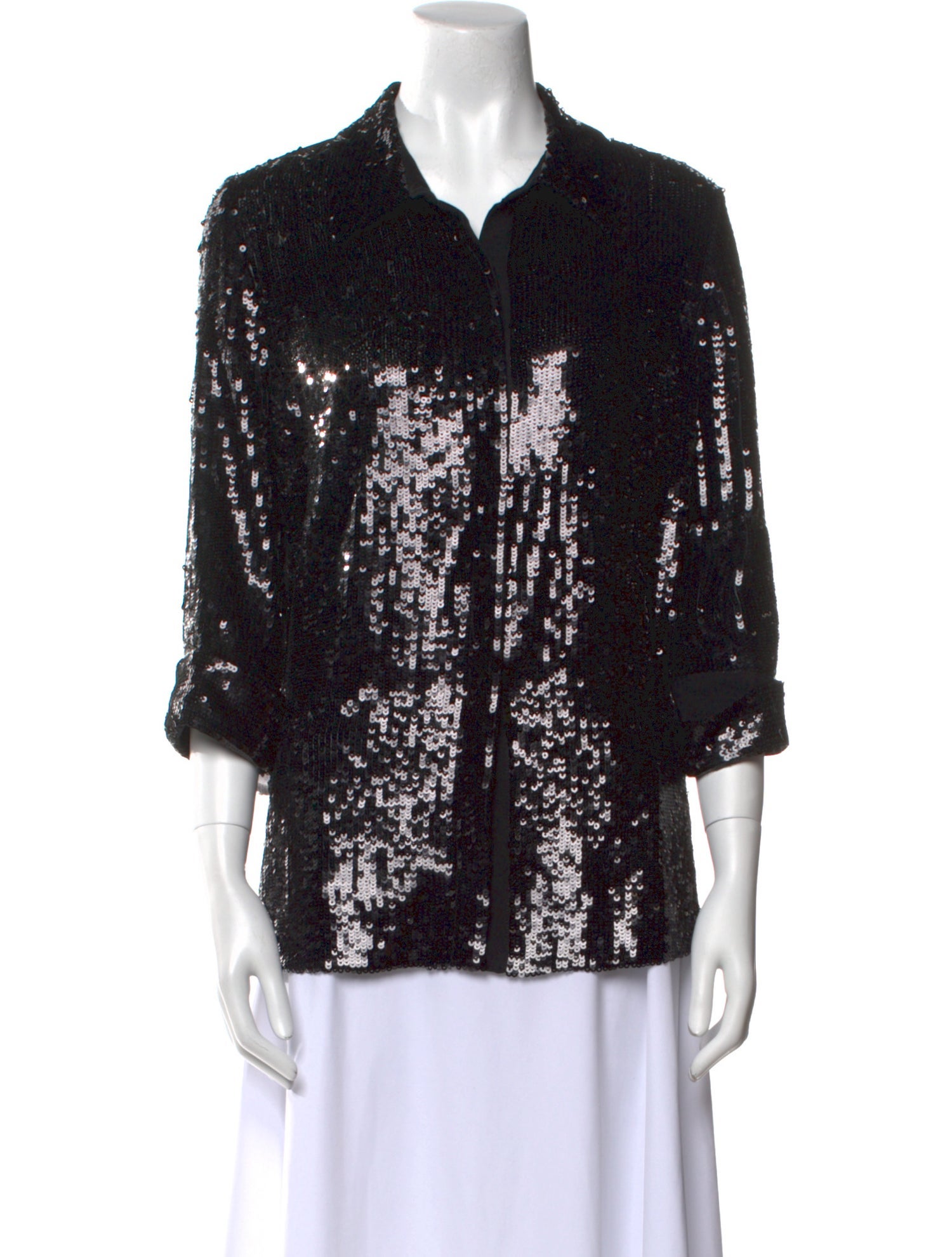 Alice + Olivia Silk Three-Quarter Sleeve Blouse