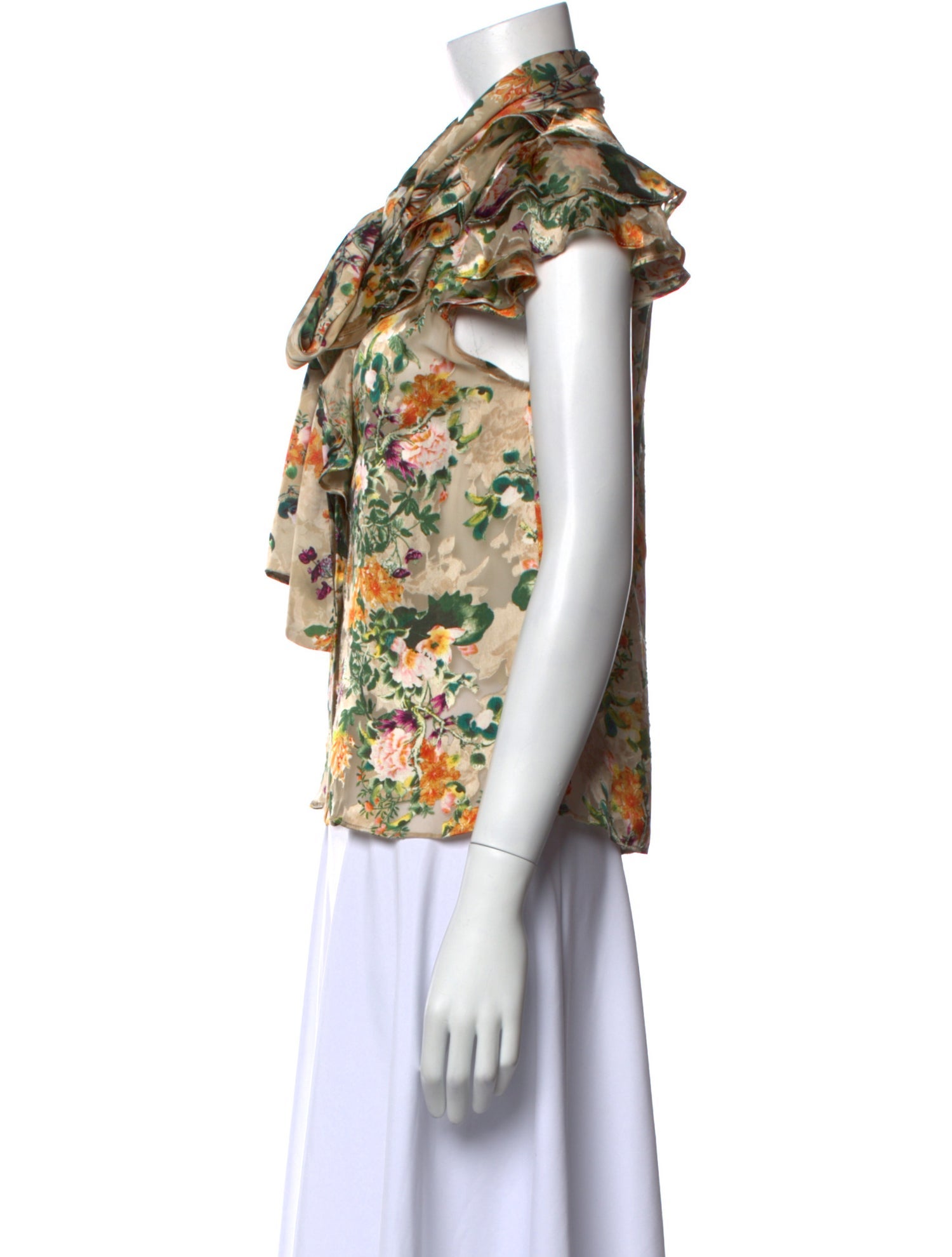 Alice + Olivia Floral Print Mock Neck Blouse