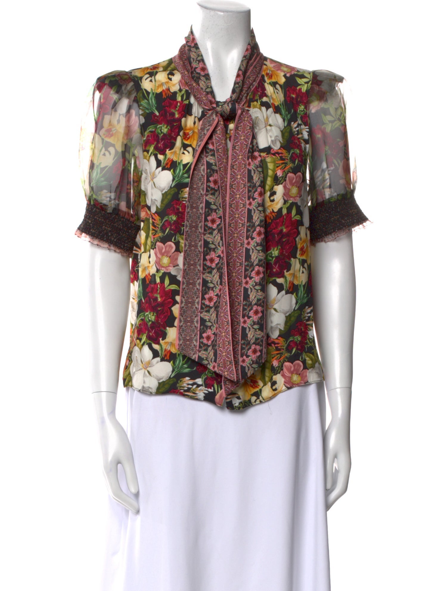 Alice + Olivia Floral Print V-Neck Blouse