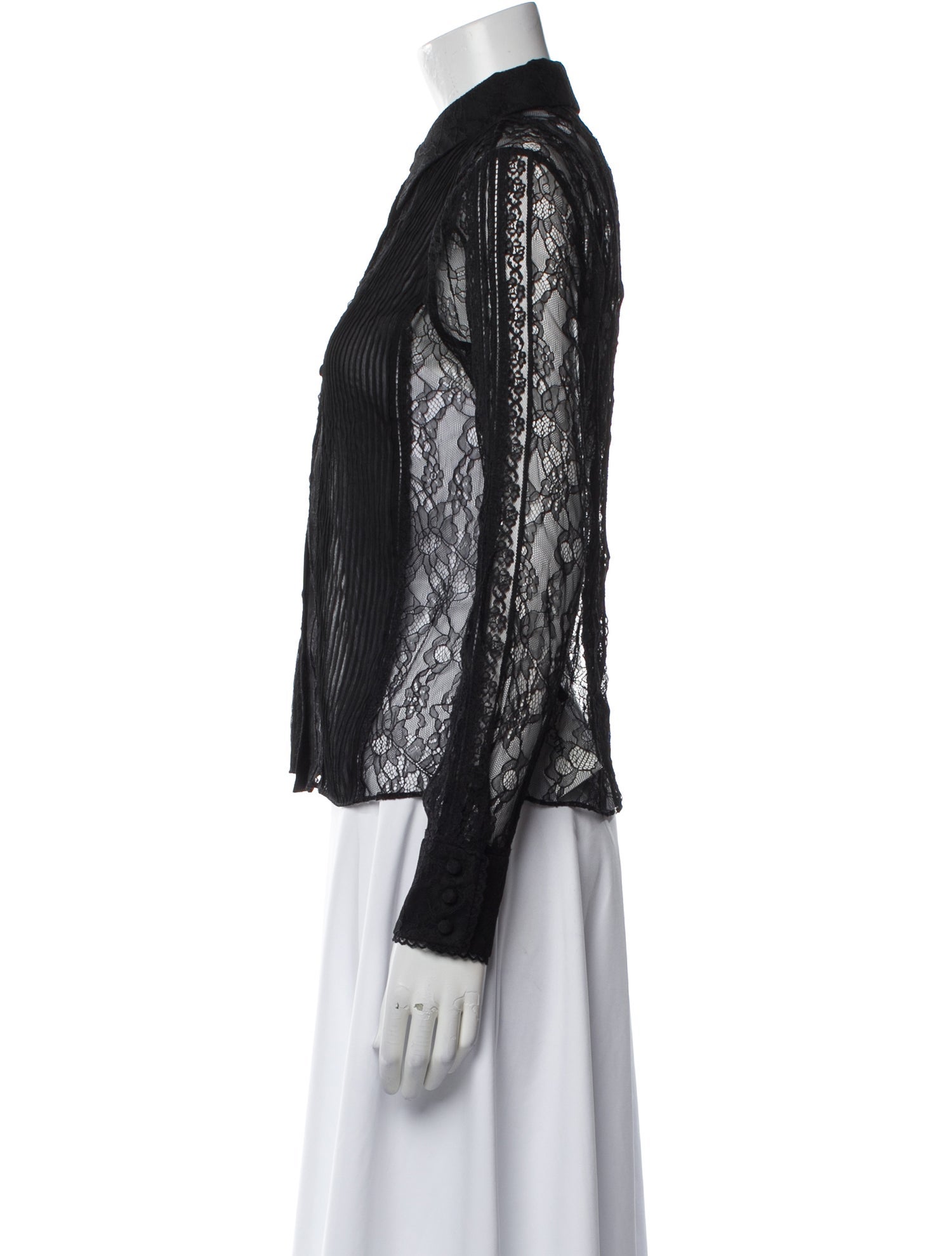 Alice + Olivia Lace Pattern Long Sleeve Button-Up Top w/ Tags