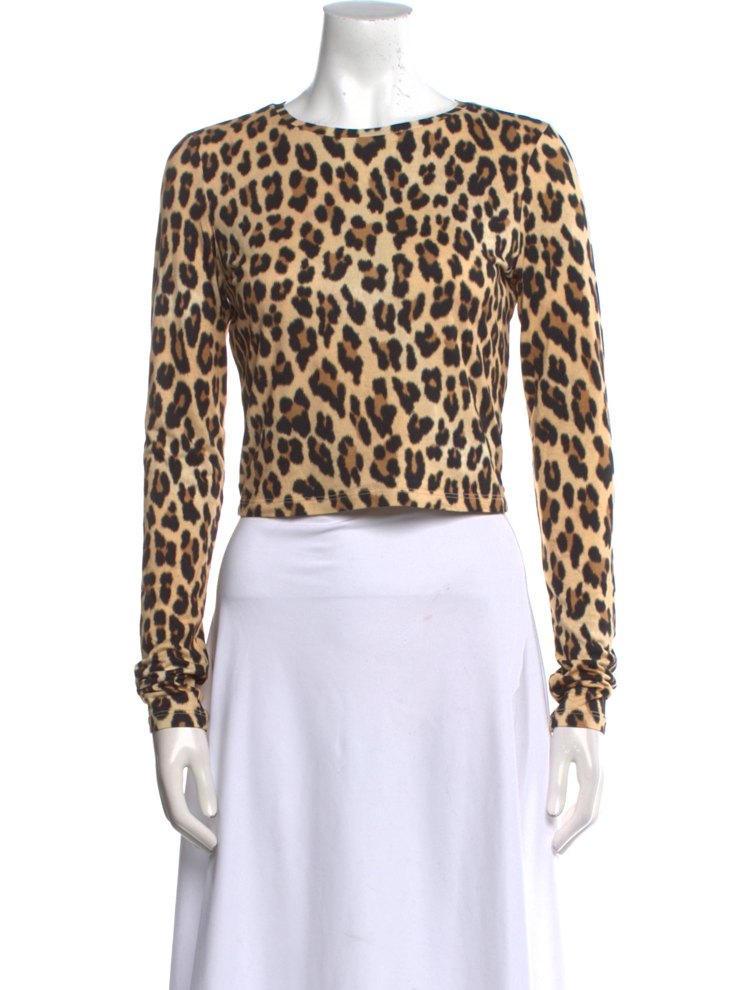 Alice + Olivia Animal Print Bateau Neckline Crop Top