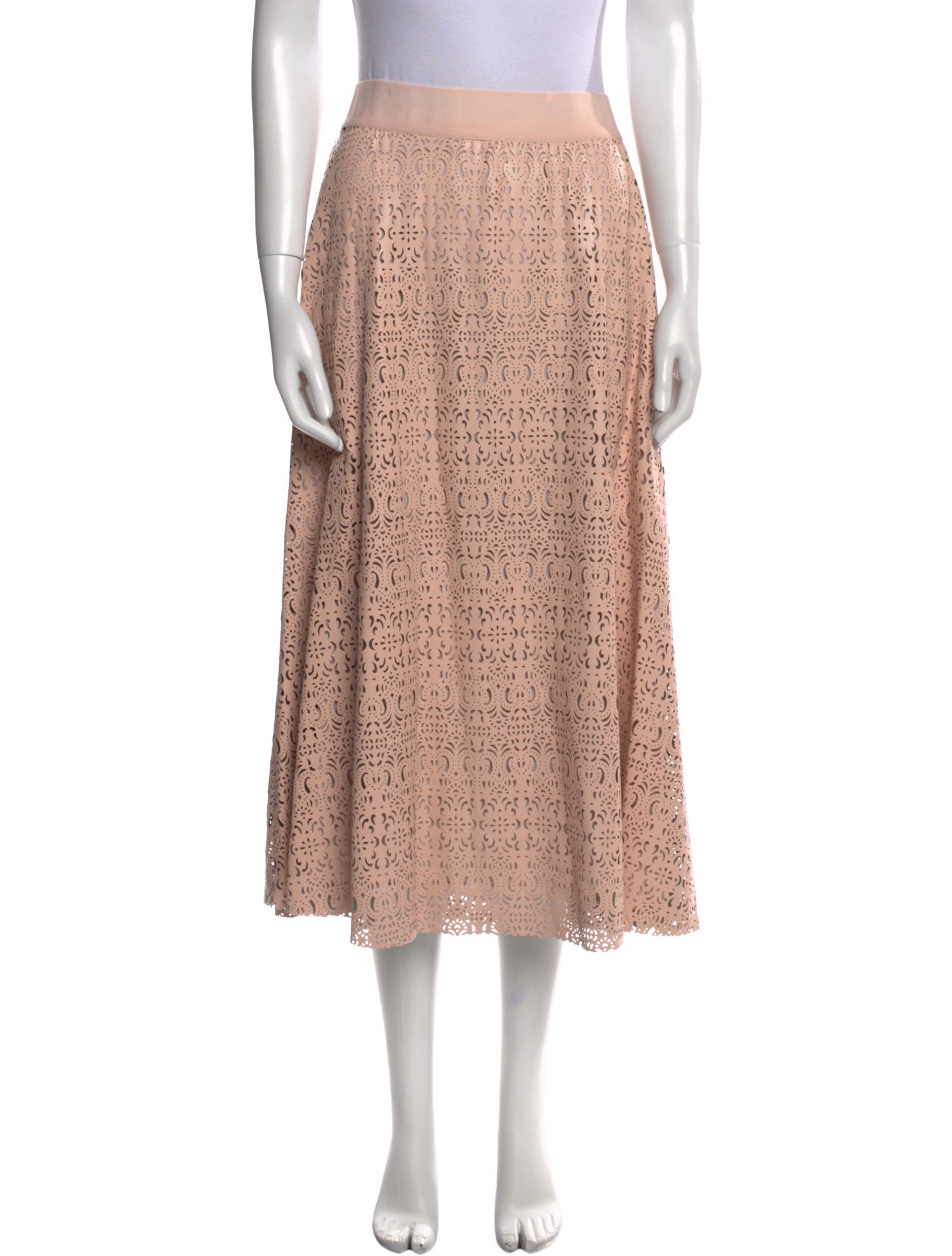 Alice + Olivia Lasercut Accents Midi Length Skirt