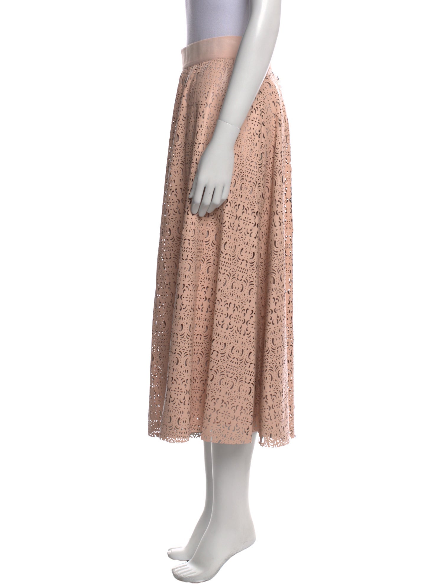 Alice + Olivia Lasercut Accents Midi Length Skirt