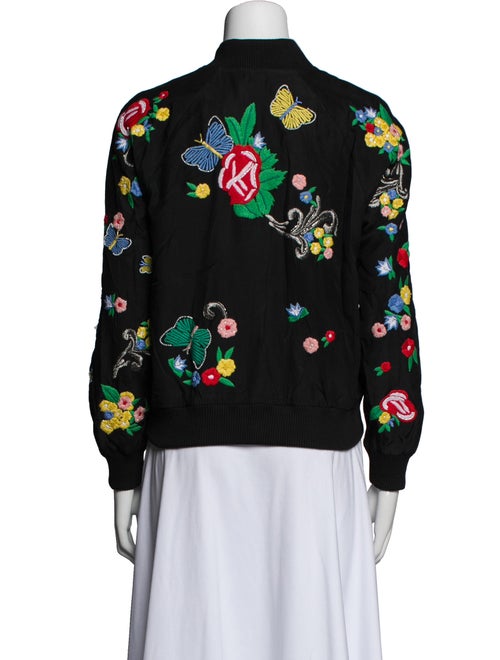Alice + Olivia Silk Floral Print Bomber Jacket