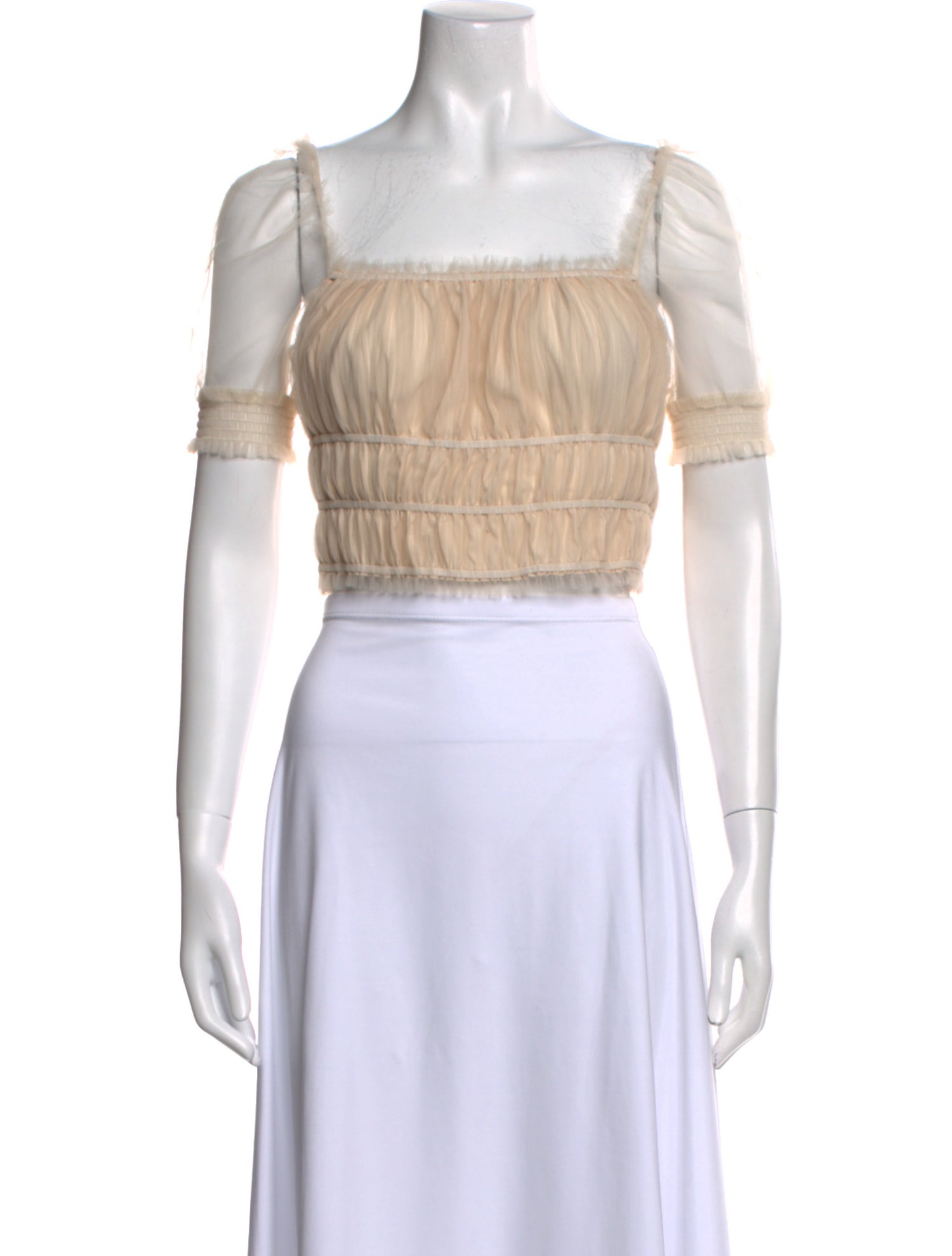 Alice + Olivia Square Neckline Short Sleeve Crop Top