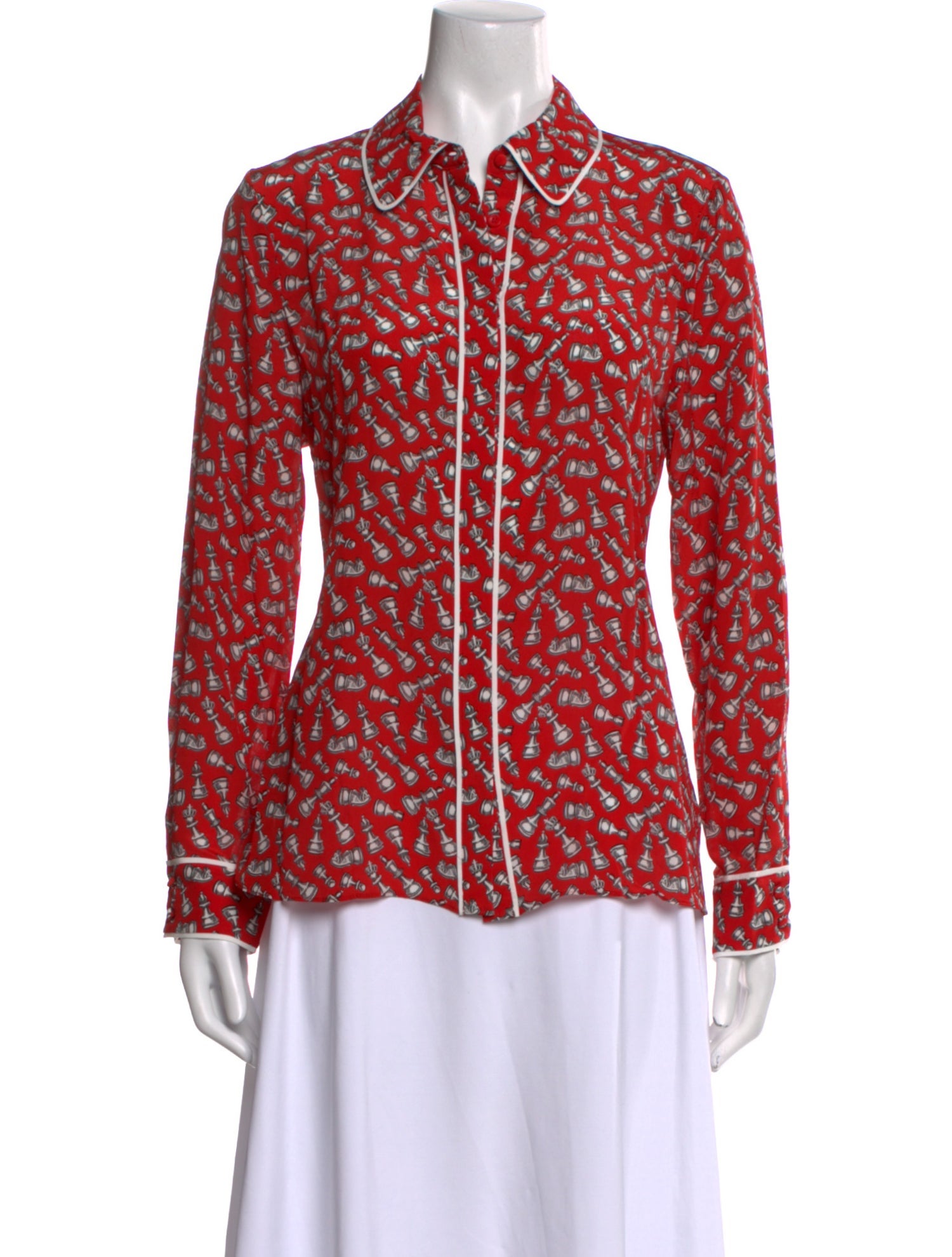 Alice + Olivia Silk Printed Button-Up Top w/ Tags