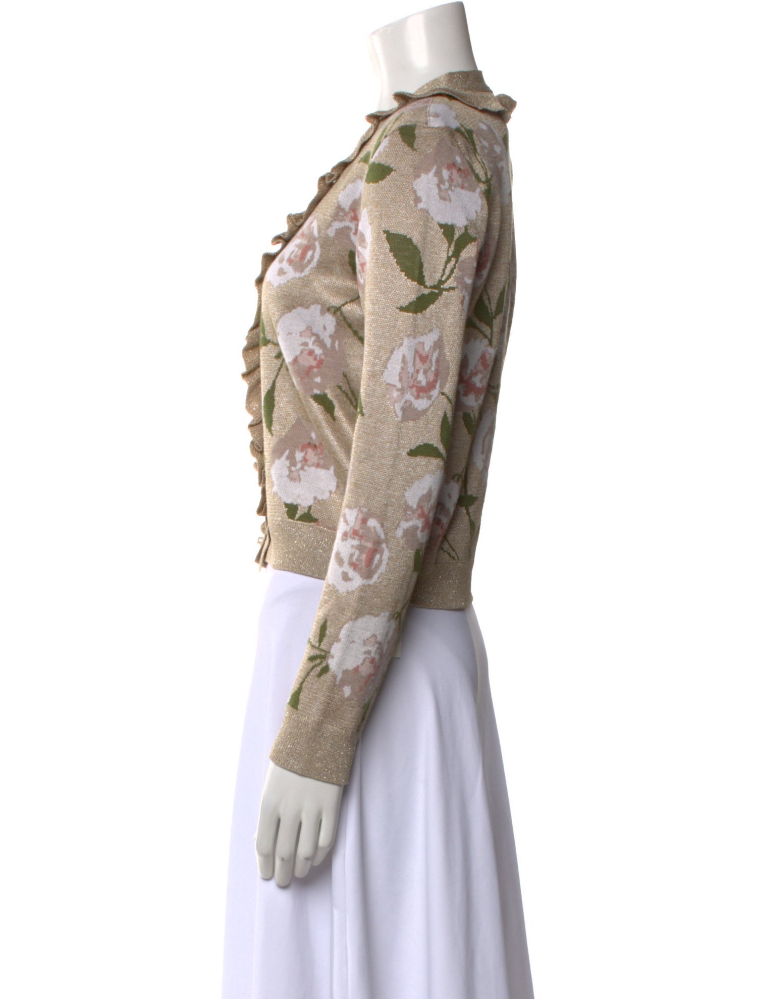 Alice + Olivia Floral Print V-Neck Sweater