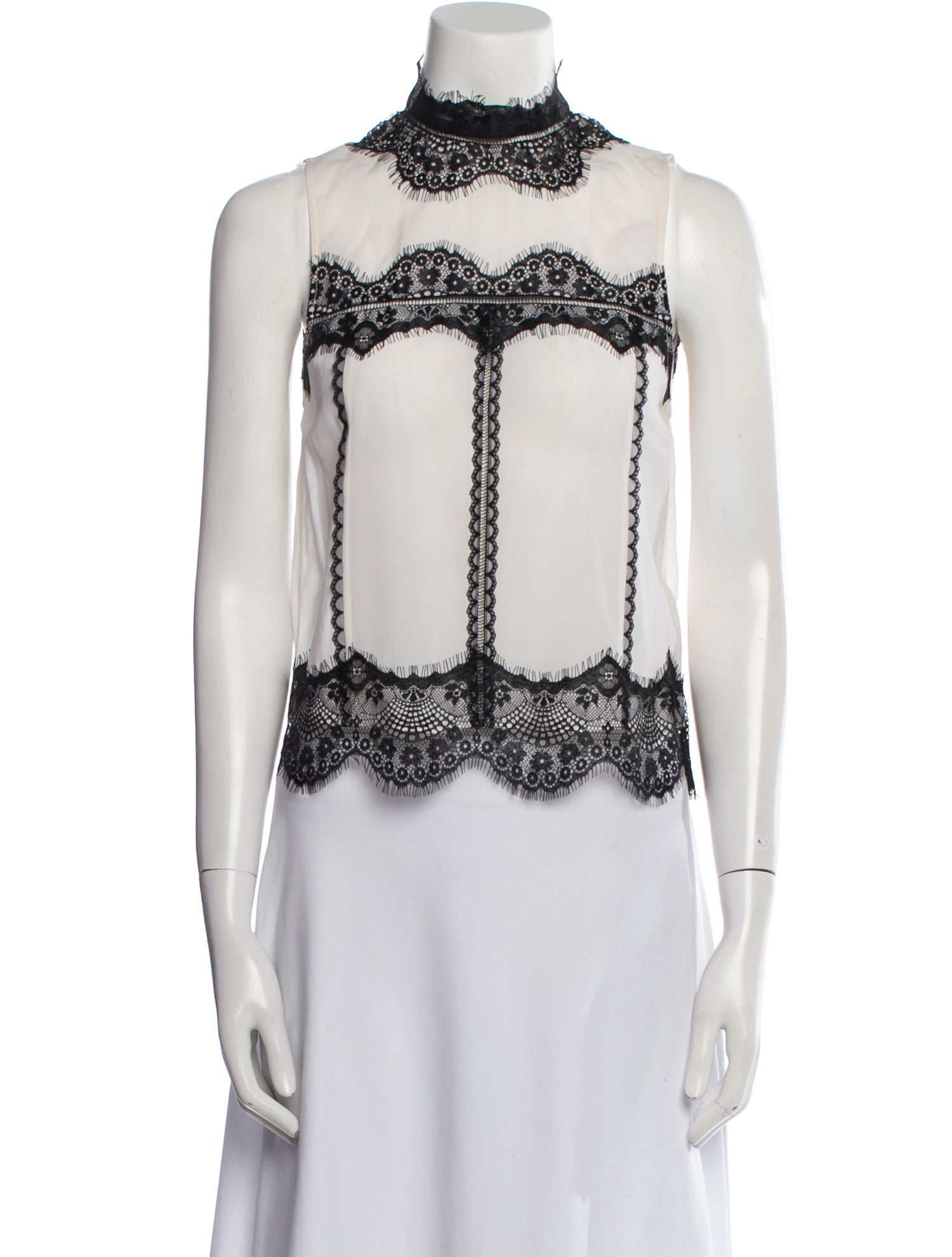 Alice + Olivia Silk Lace Pattern Crop Top