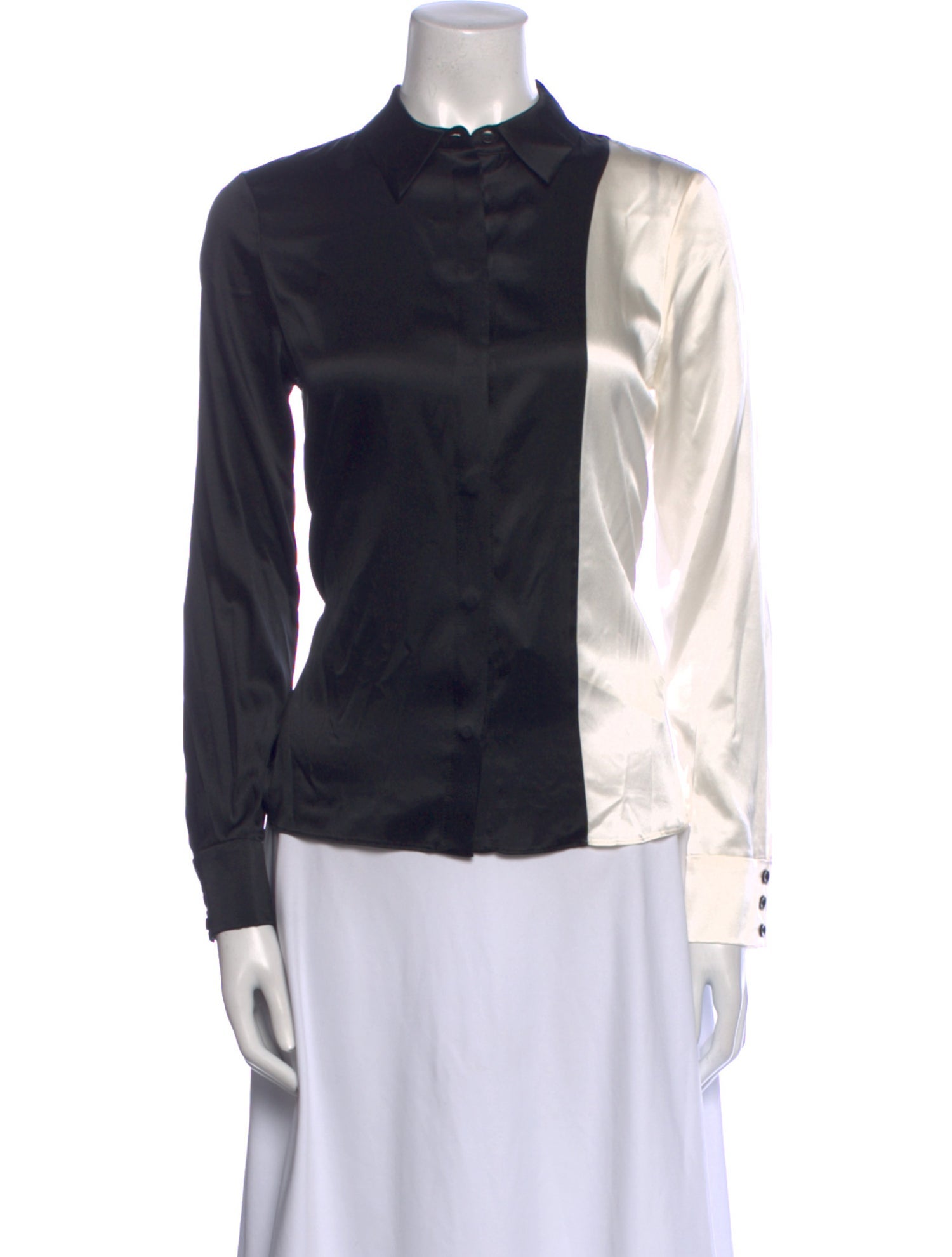 Alice + Olivia Silk Long Sleeve Button-Up Top