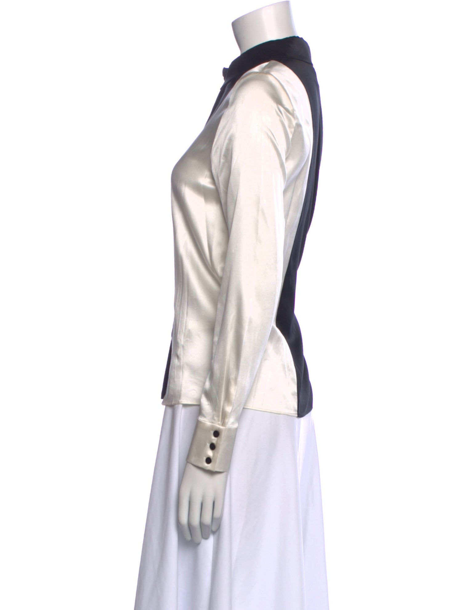 Alice + Olivia Silk Long Sleeve Button-Up Top