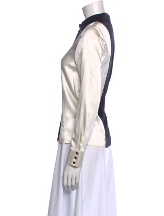 Alice + Olivia Silk Long Sleeve Button-Up Top