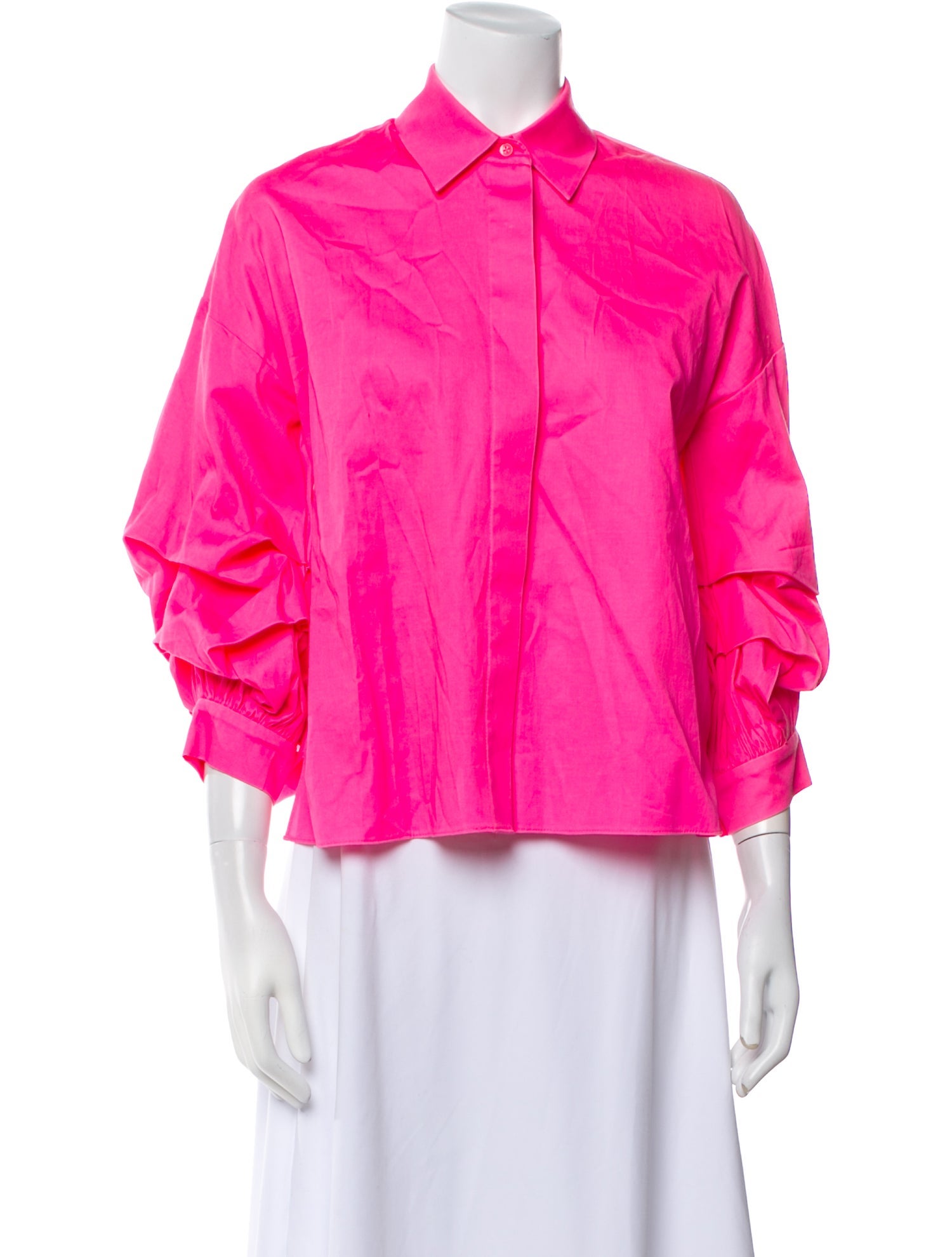 Alice + Olivia Three-Quarter Sleeve Button-Up Top