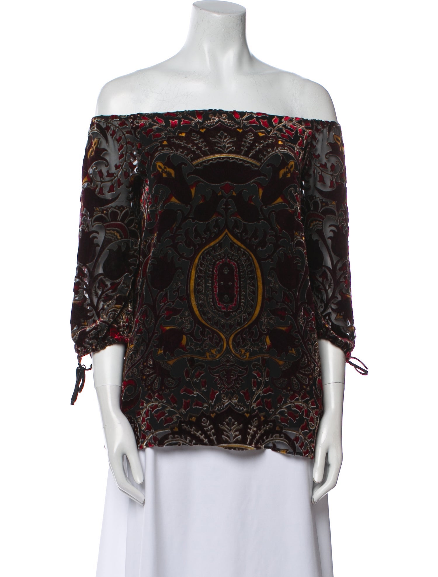 Alice + Olivia Paisley Print Off-The-Shoulder Blouse