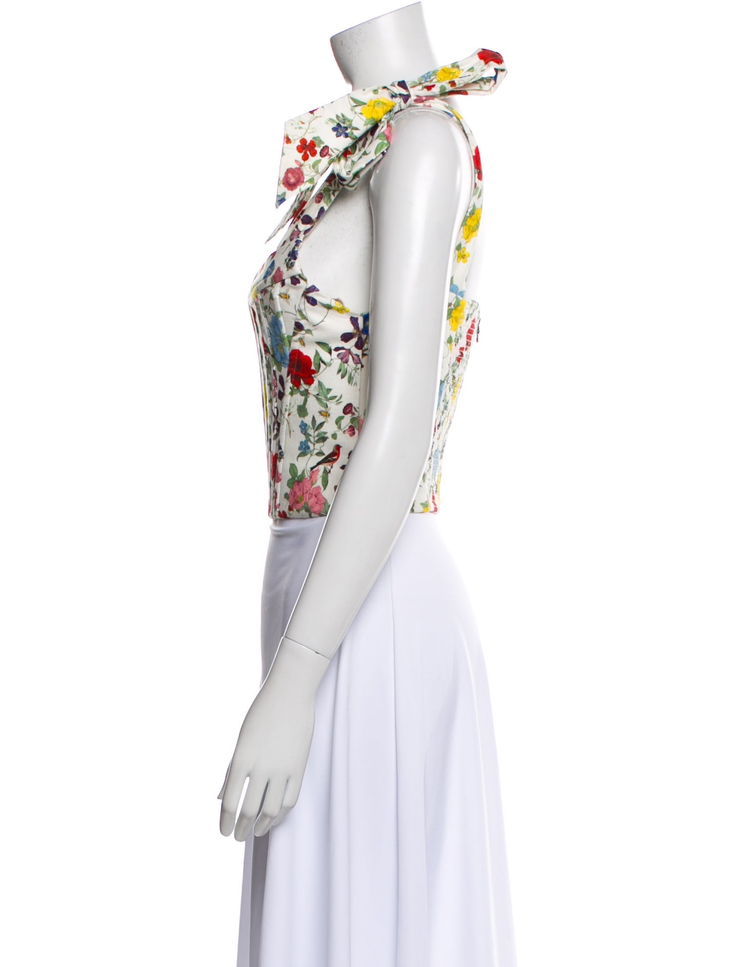 Alice + Olivia Linen Floral Print Crop Top
