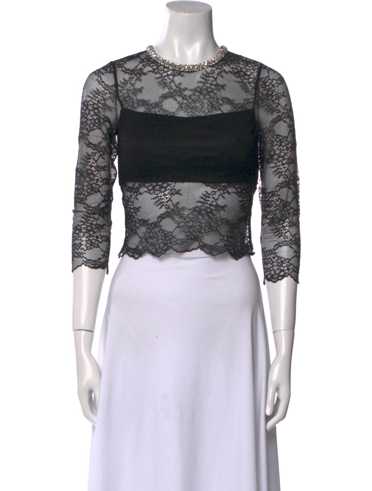 Alice + Olivia Lace Lace Pattern Crop Top