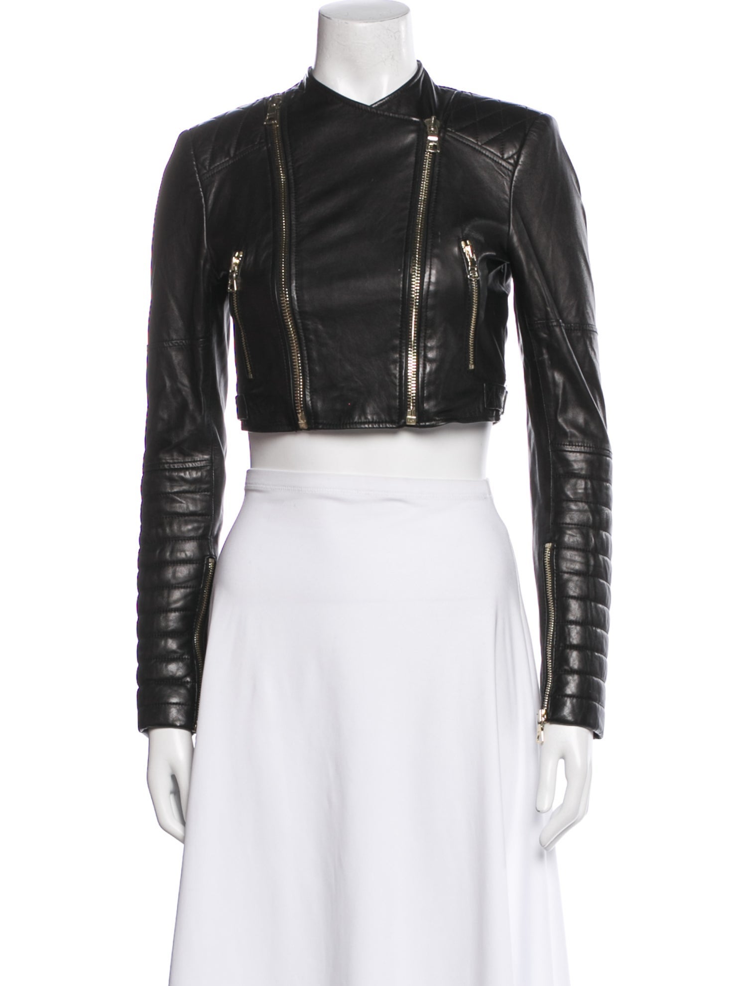 Alice + Olivia Lamb Leather Biker Jacket