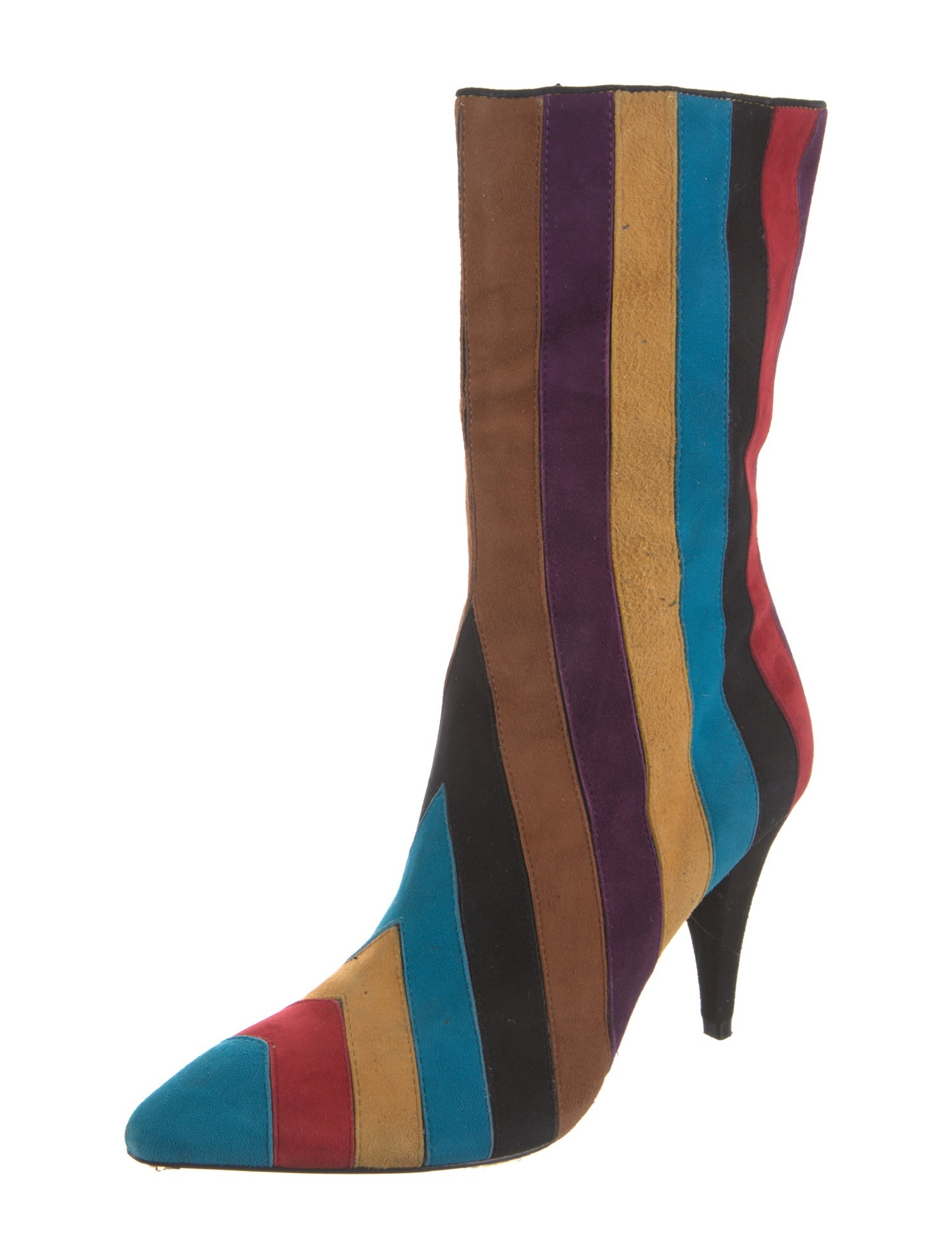 Alice + Olivia Suede Colorblock Pattern Sock Boots