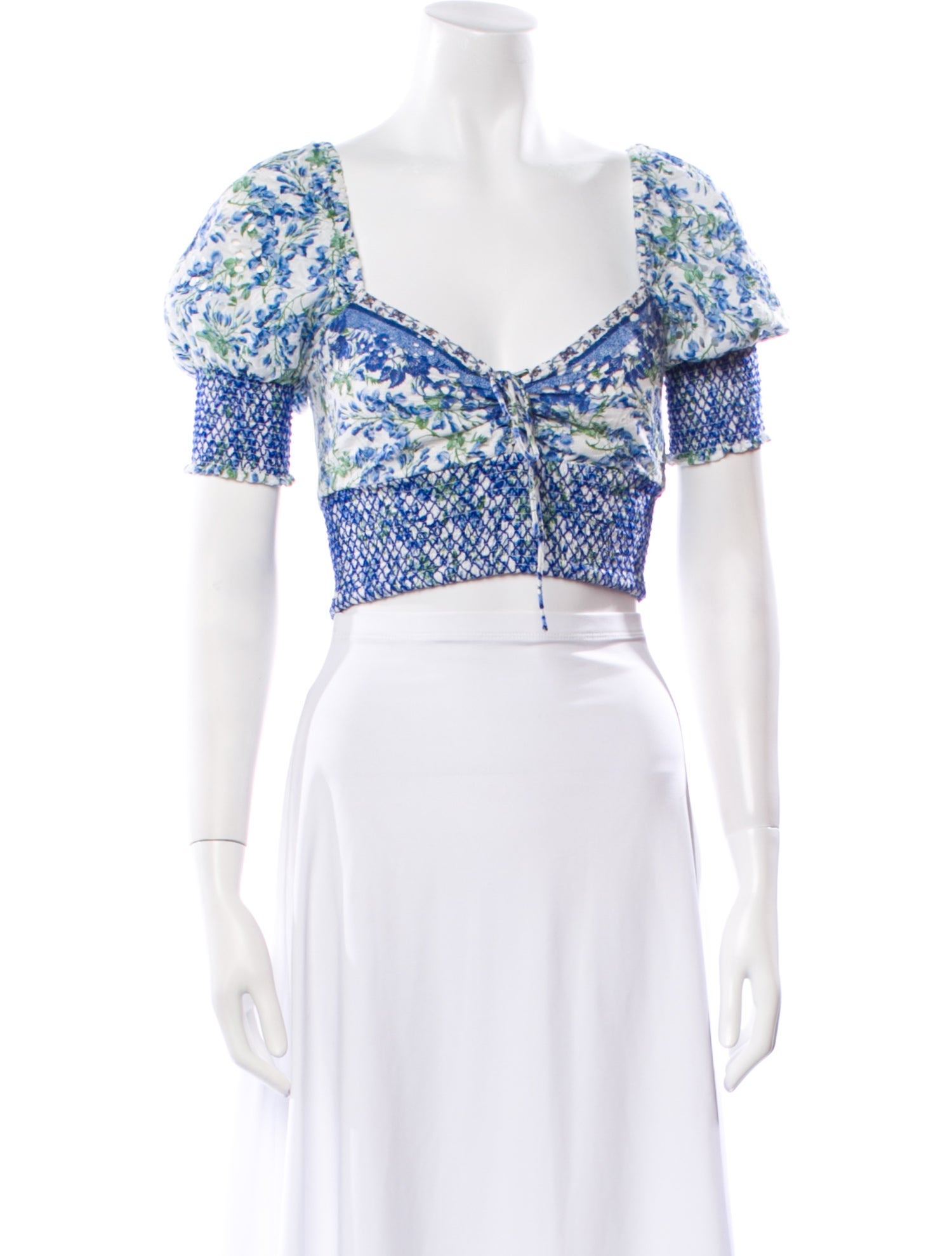 Alice + Olivia Floral Print Square Neckline Crop Top