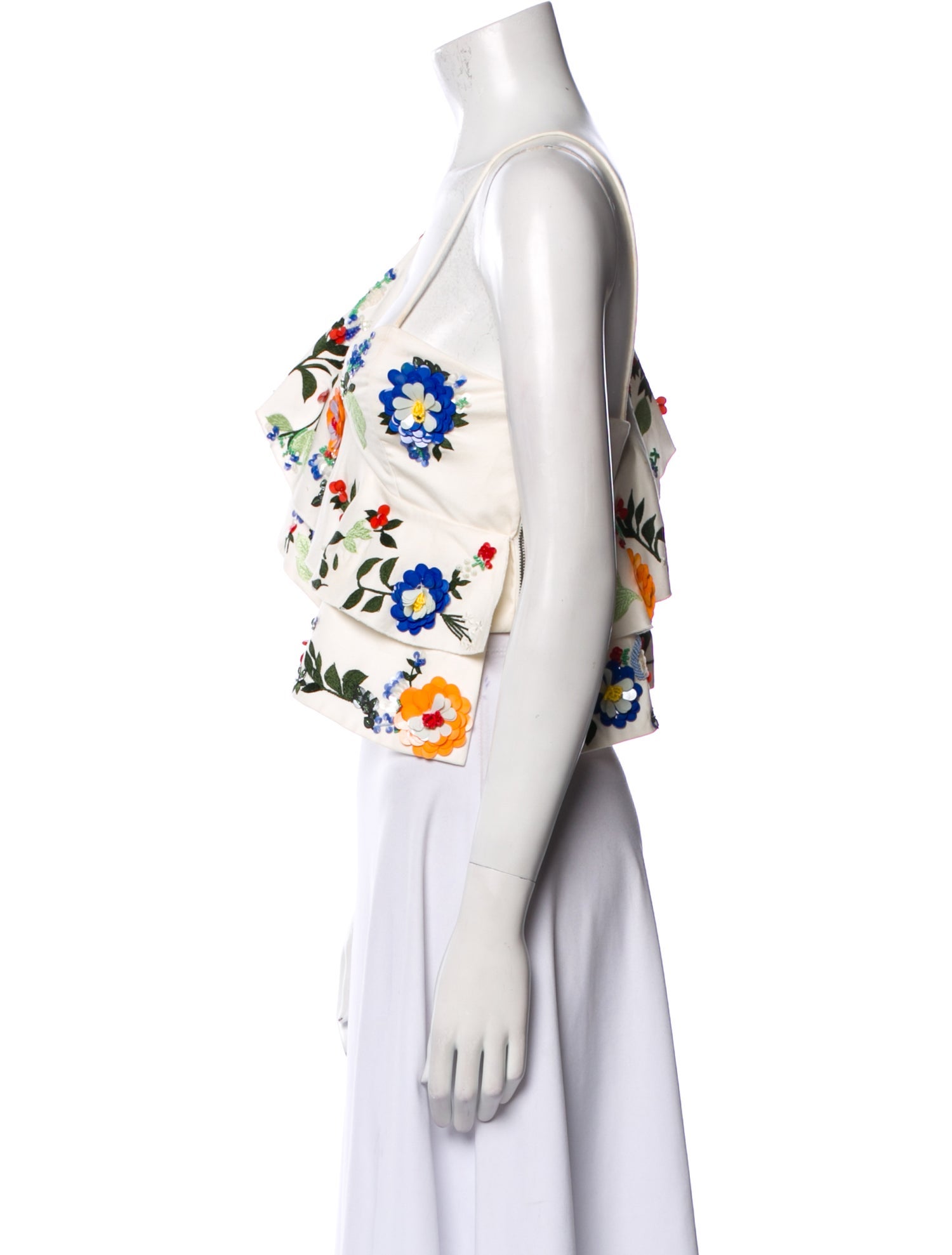 Alice + Olivia Floral Print One-Shoulder Crop Top