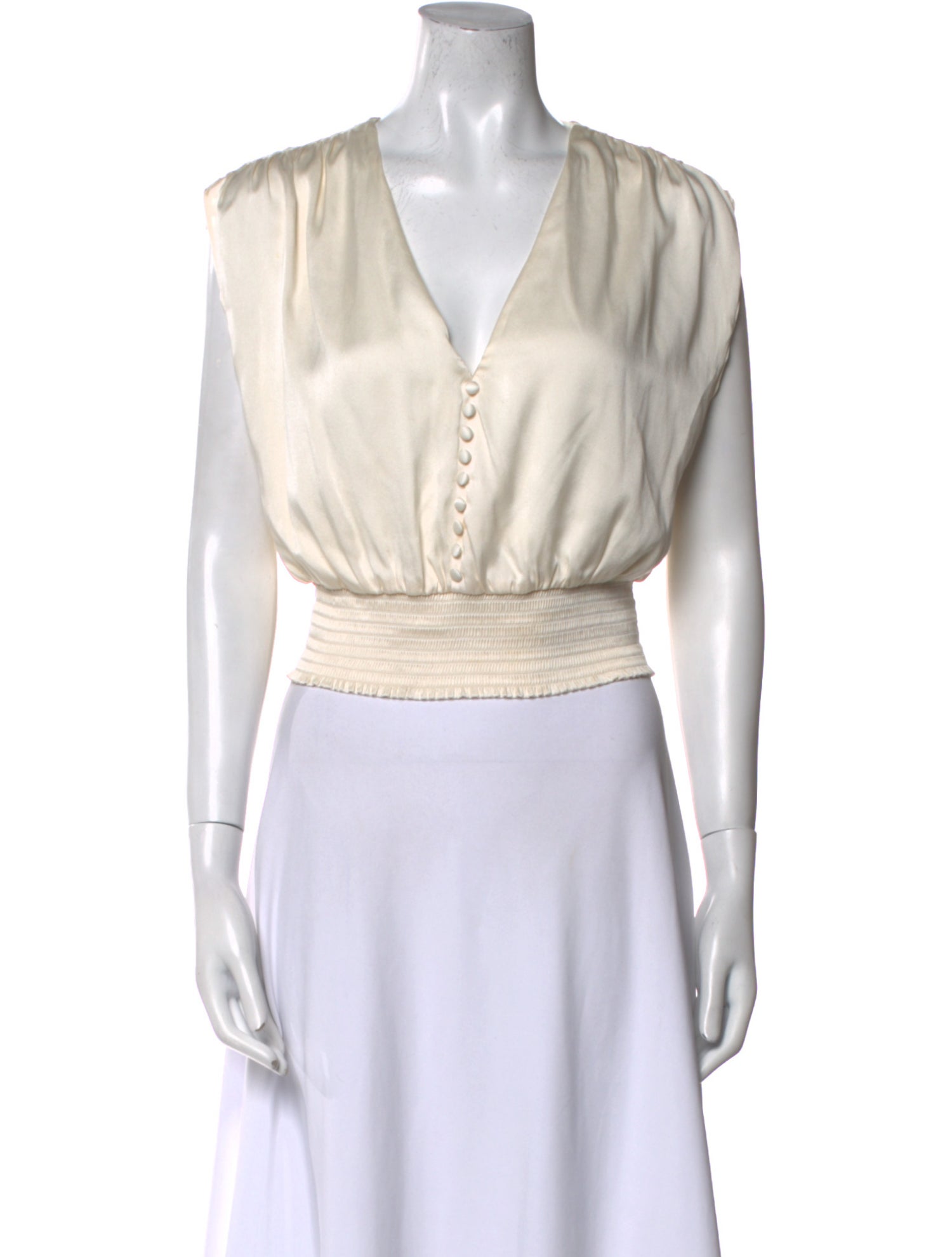 Alice + Olivia Silk V-Neck Crop Top