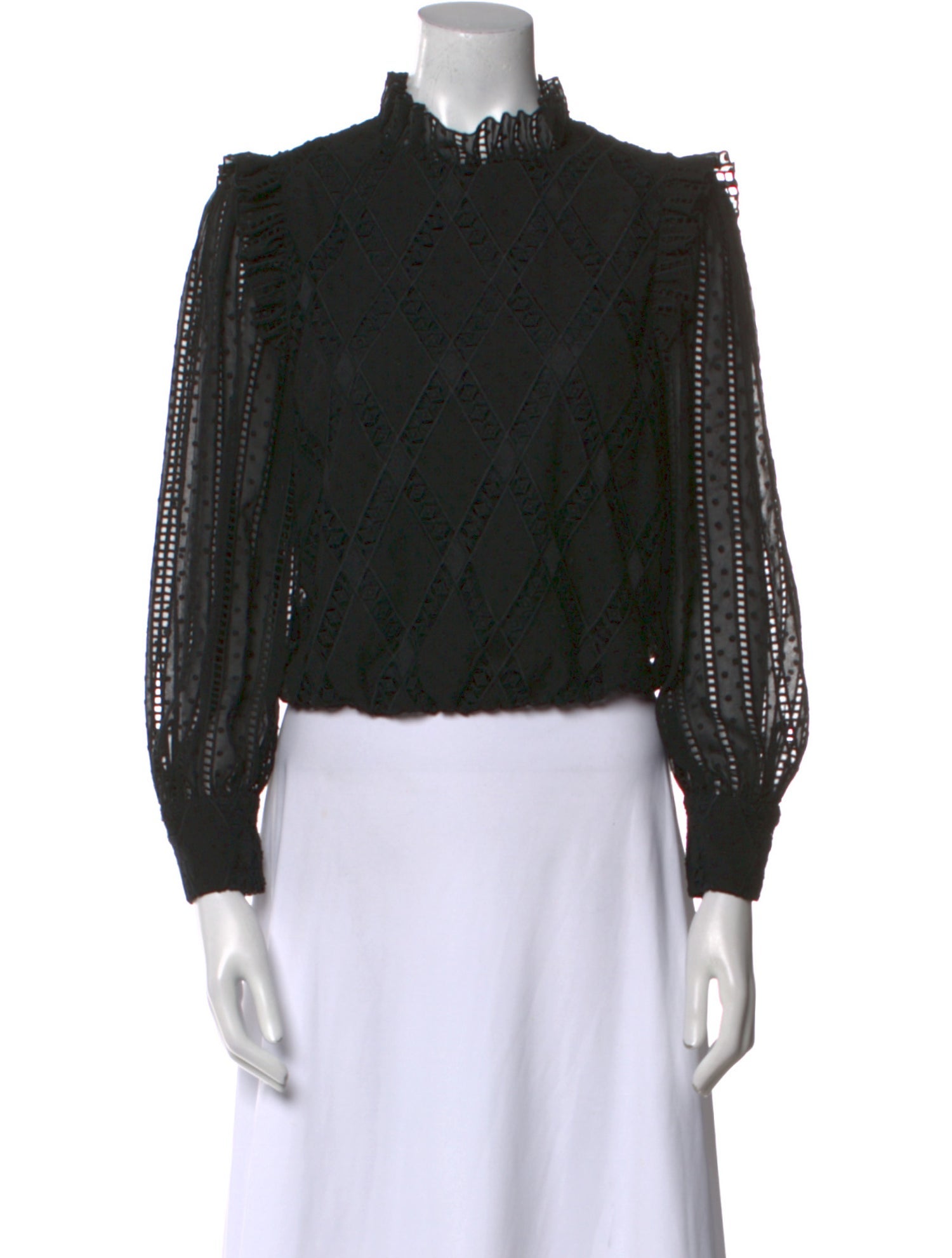 Alice + Olivia Mock Neck Long Sleeve Crop Top