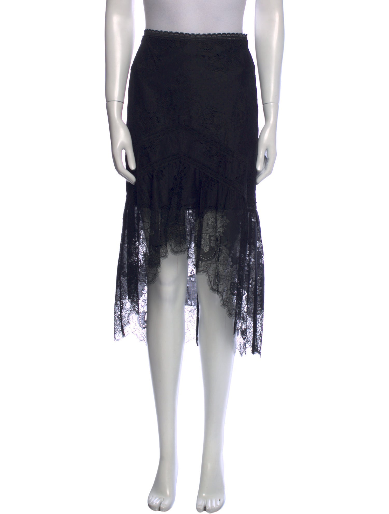 Alice + Olivia Lace Trim Embellishment Midi Length Skirt