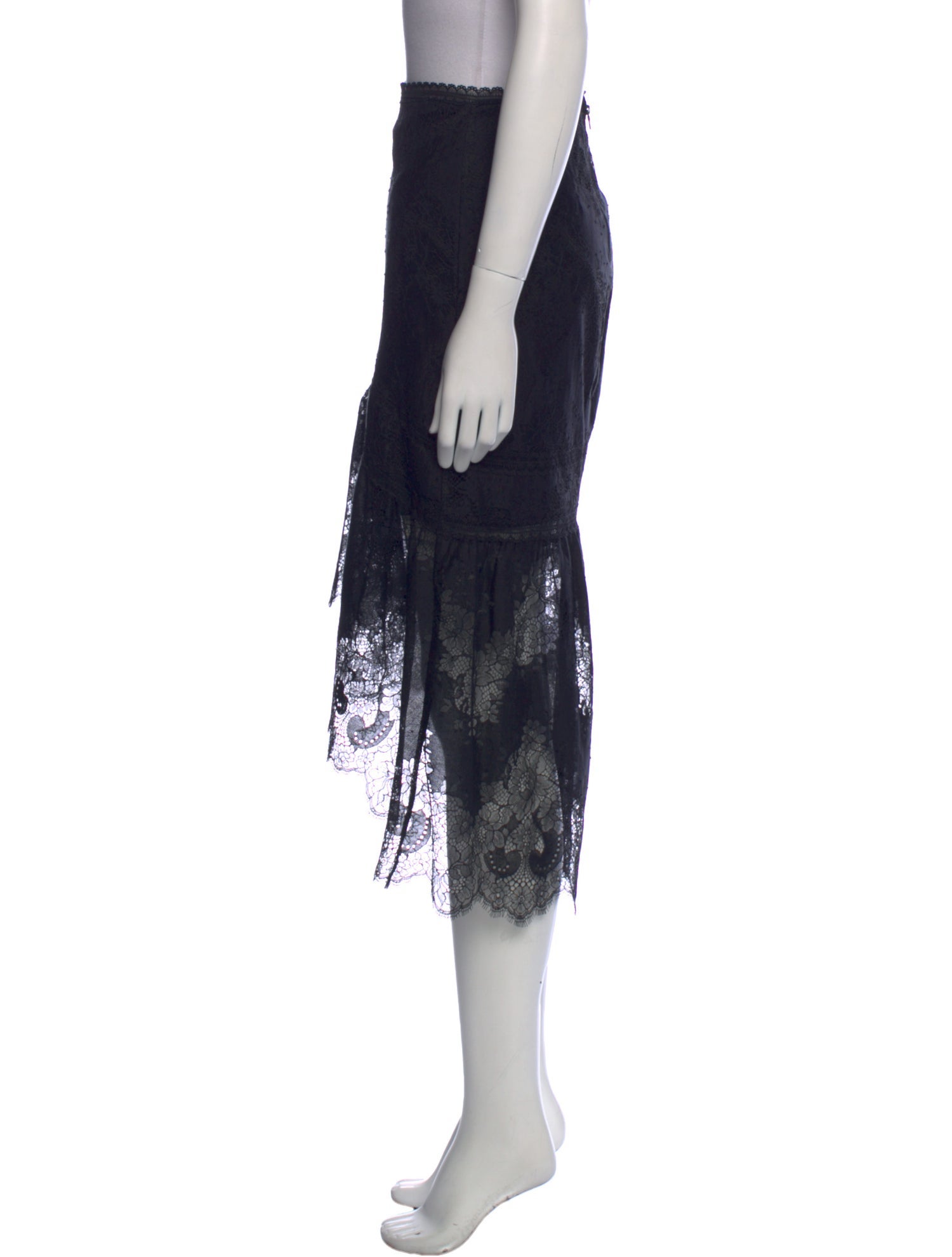 Alice + Olivia Lace Trim Embellishment Midi Length Skirt