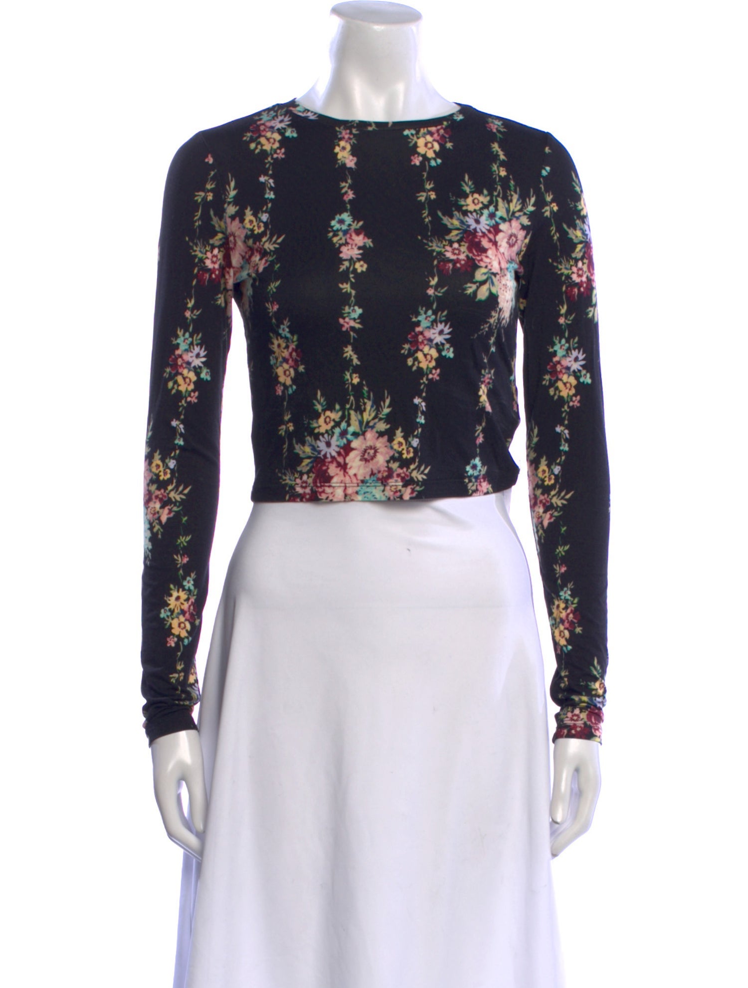 Alice + Olivia Floral Print Scoop Neck Crop Top