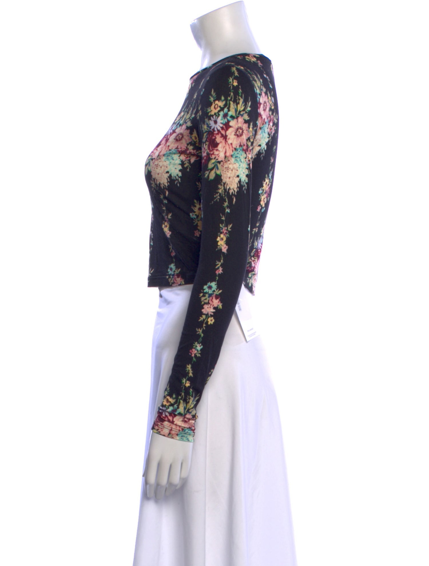 Alice + Olivia Floral Print Scoop Neck Crop Top