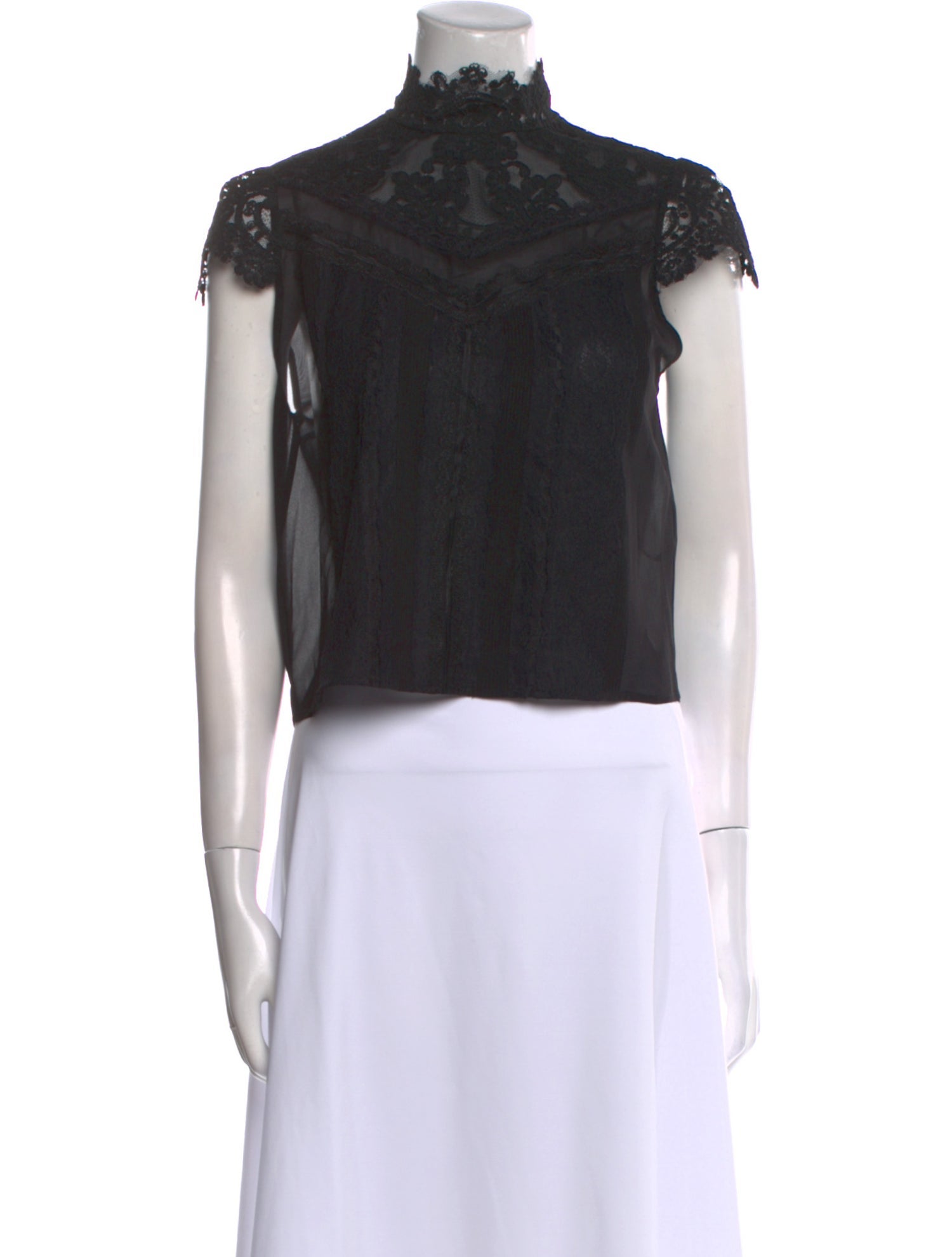 Alice + Olivia Silk Mock Neck Crop Top