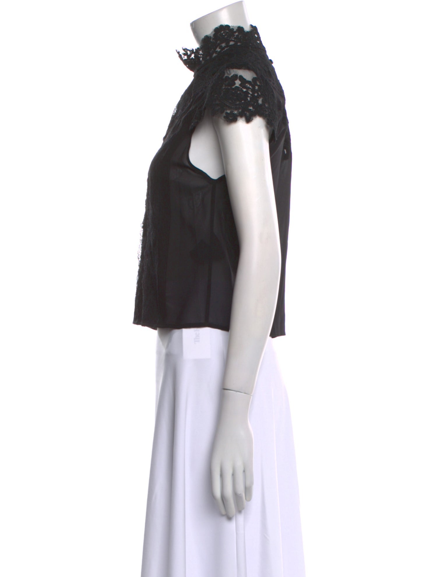 Alice + Olivia Silk Mock Neck Crop Top