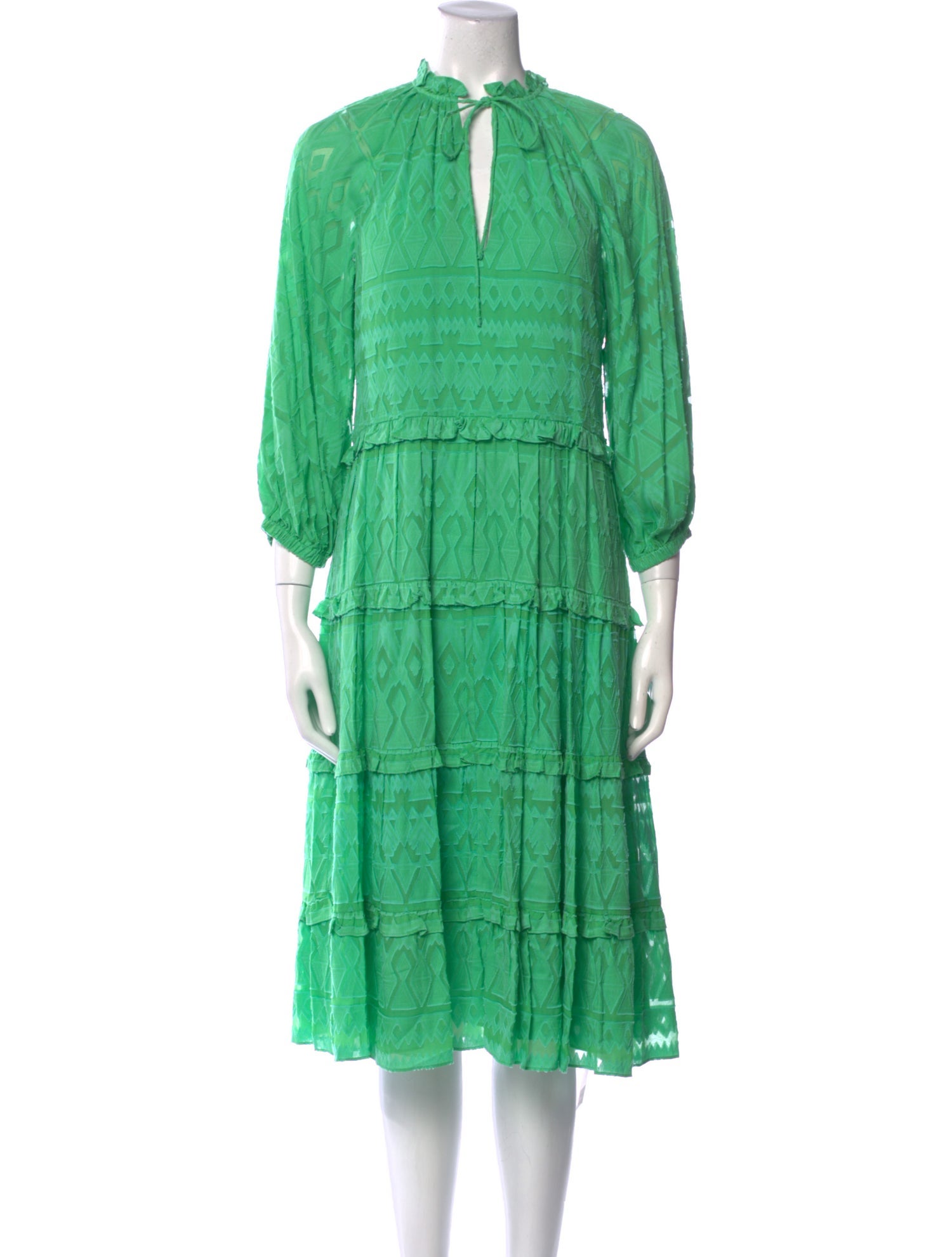 Alice + Olivia Tie Neck Midi Length Dress
