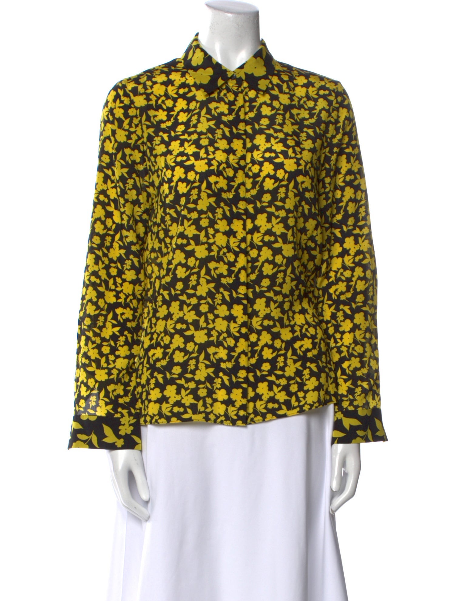 Alice + Olivia Silk Printed Button-Up Top