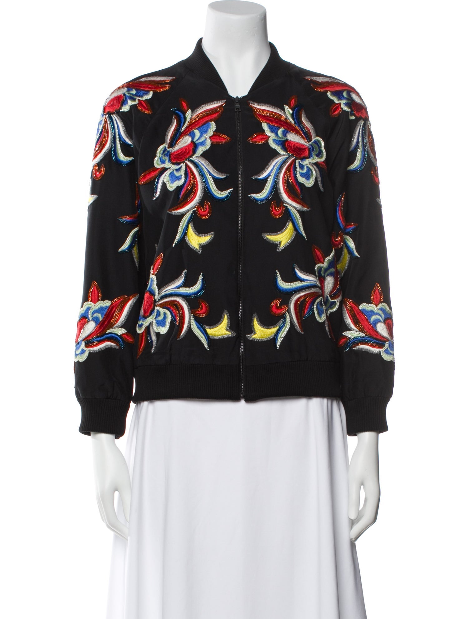 Alice + Olivia Silk Printed Bomber Jacket