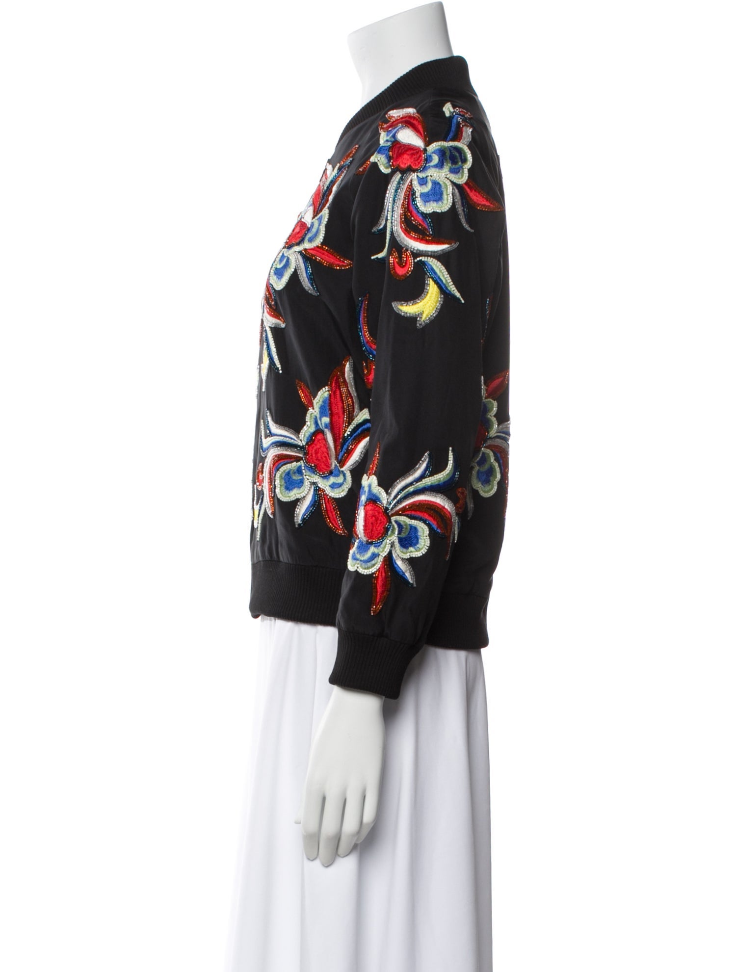 Alice + Olivia Silk Printed Bomber Jacket