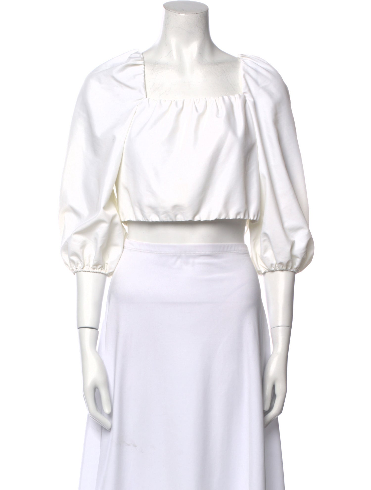 Alice + Olivia Square Neckline Three-Quarter Sleeve Crop Top