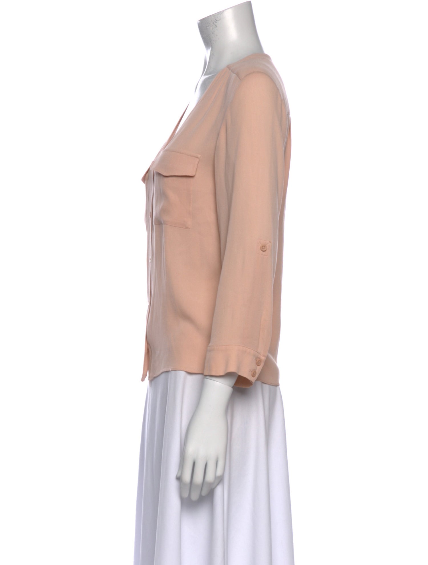 Alice + Olivia V-Neck Three-Quarter Sleeve Button-Up Top