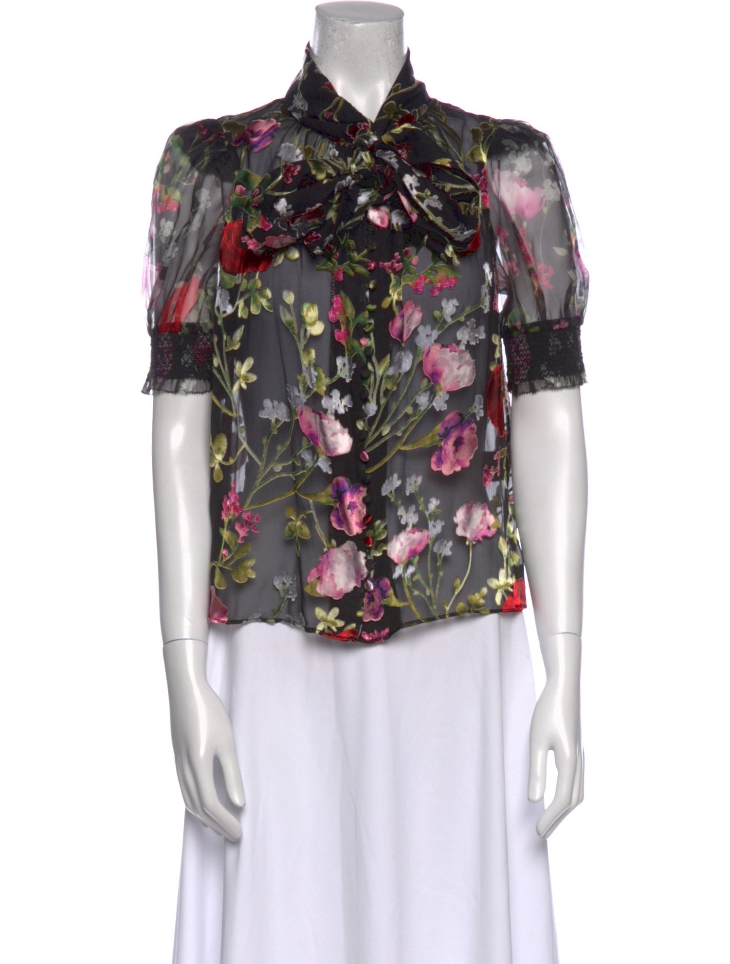 Alice + Olivia Floral Print Short Sleeve Blouse
