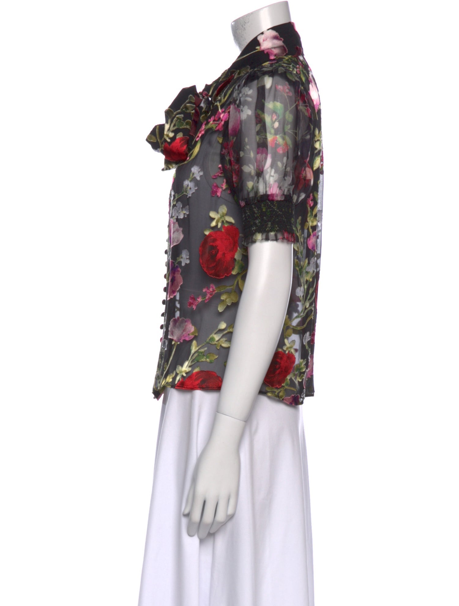 Alice + Olivia Floral Print Short Sleeve Blouse