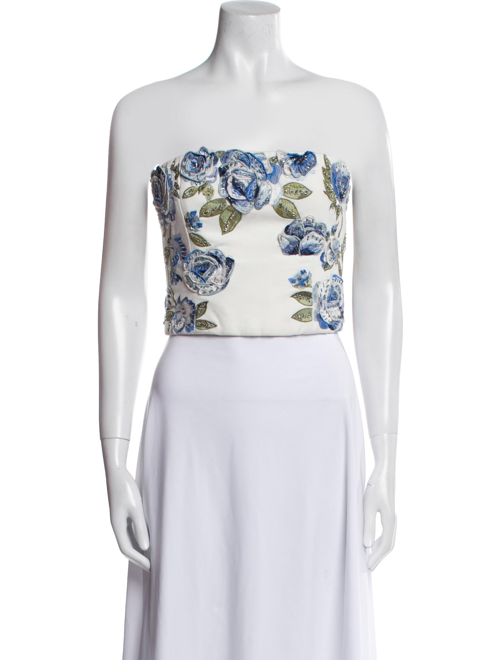 Alice + Olivia Floral Print Strapless Crop Top w/ Tags