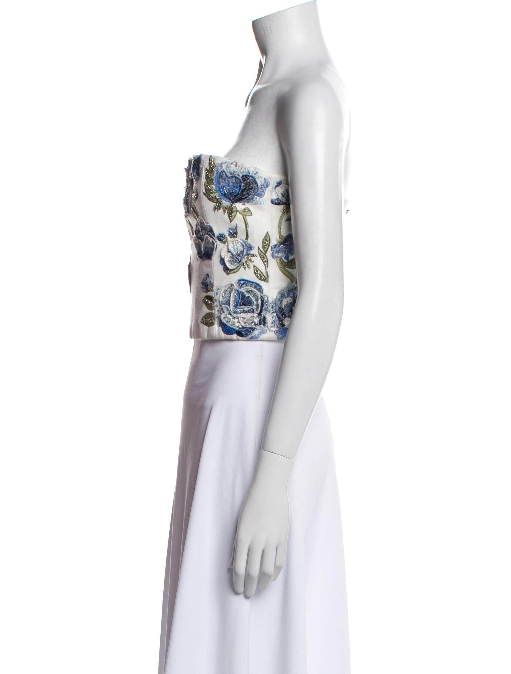 Alice + Olivia Floral Print Strapless Crop Top w/ Tags