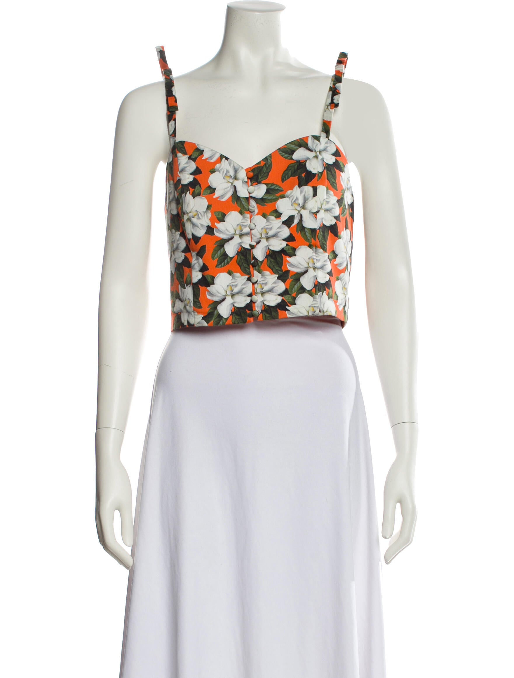 Alice + Olivia Floral Print Square Neckline Crop Top