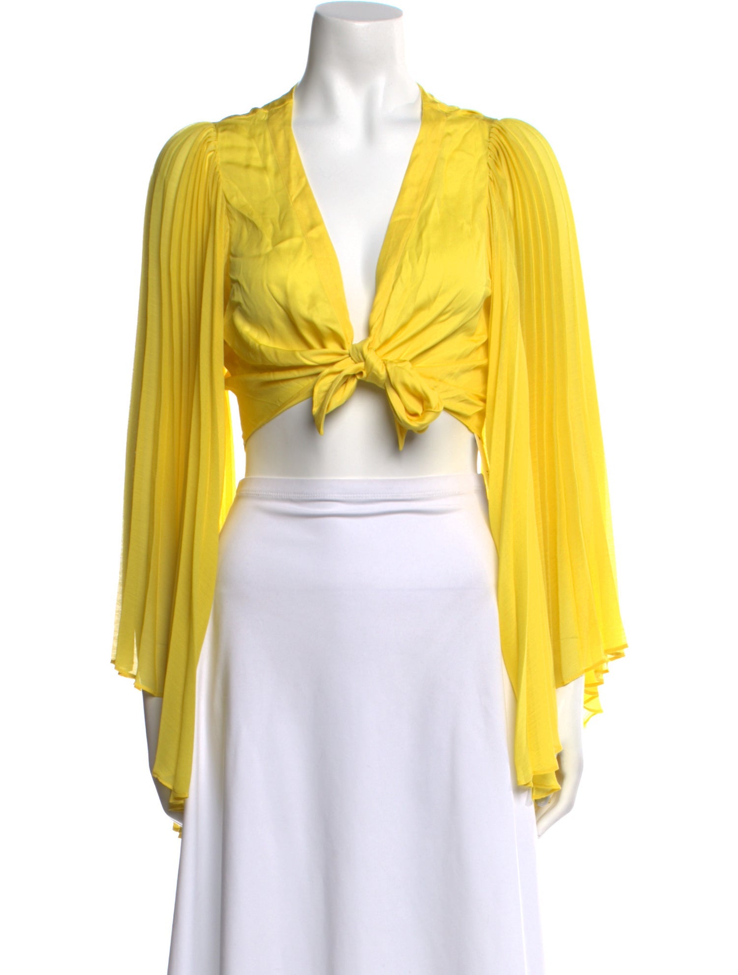 Alice + Olivia V-Neck Long Sleeve Crop Top