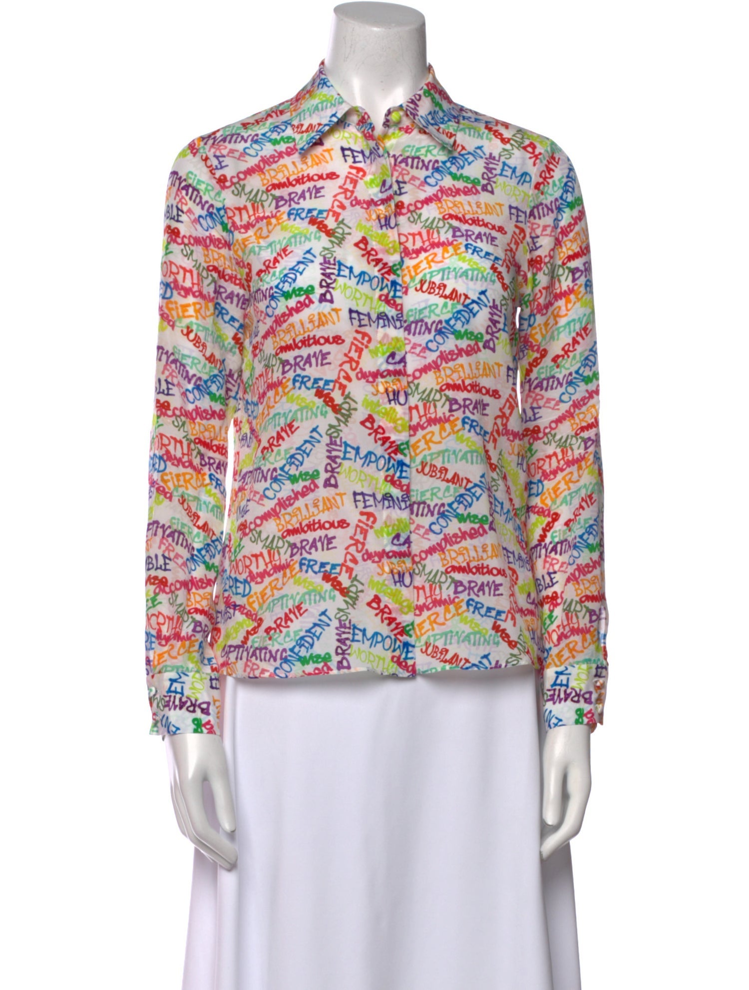 Alice + Olivia Silk Printed Button-Up Top w/ Tags