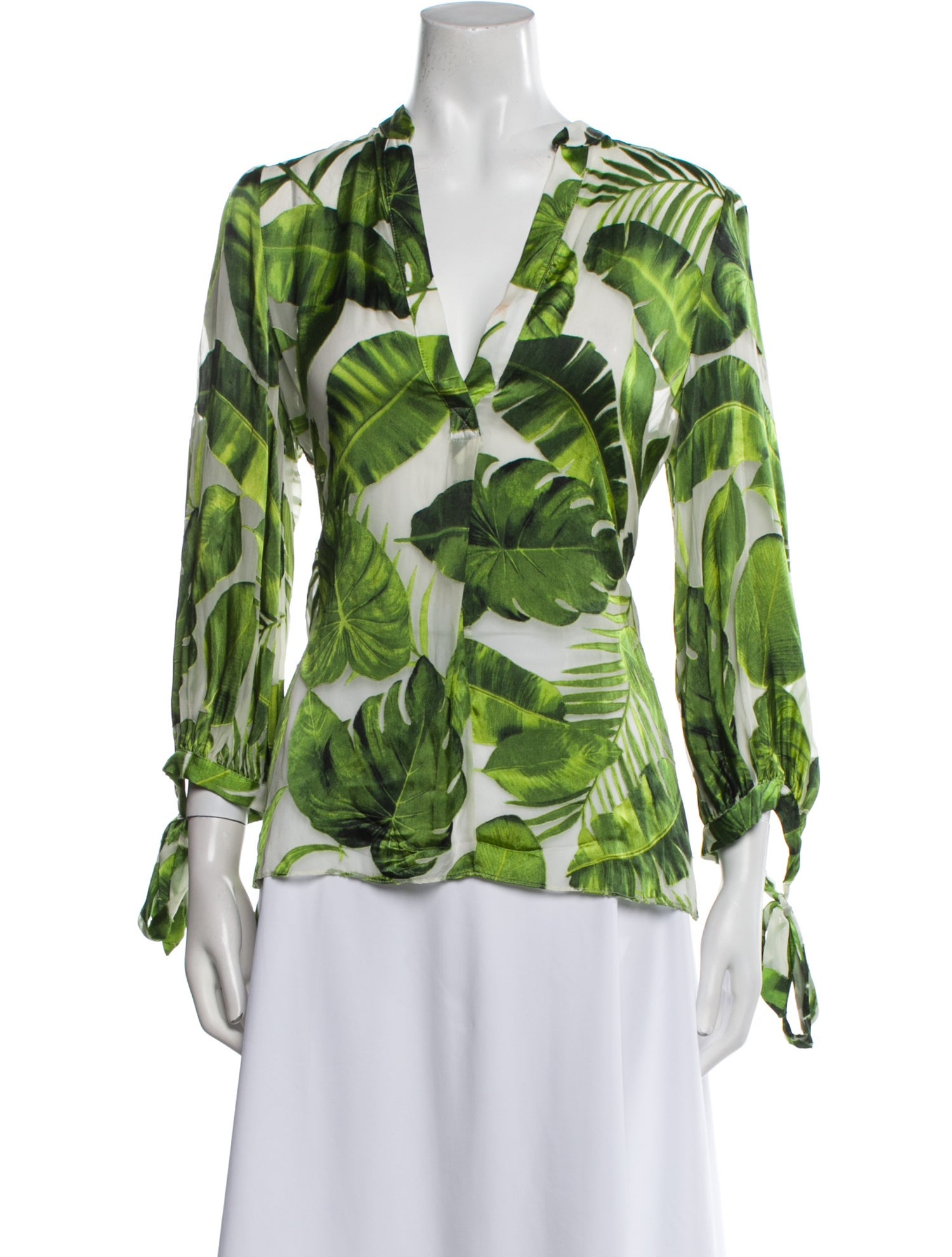 Alice + Olivia Printed V-Neck Blouse