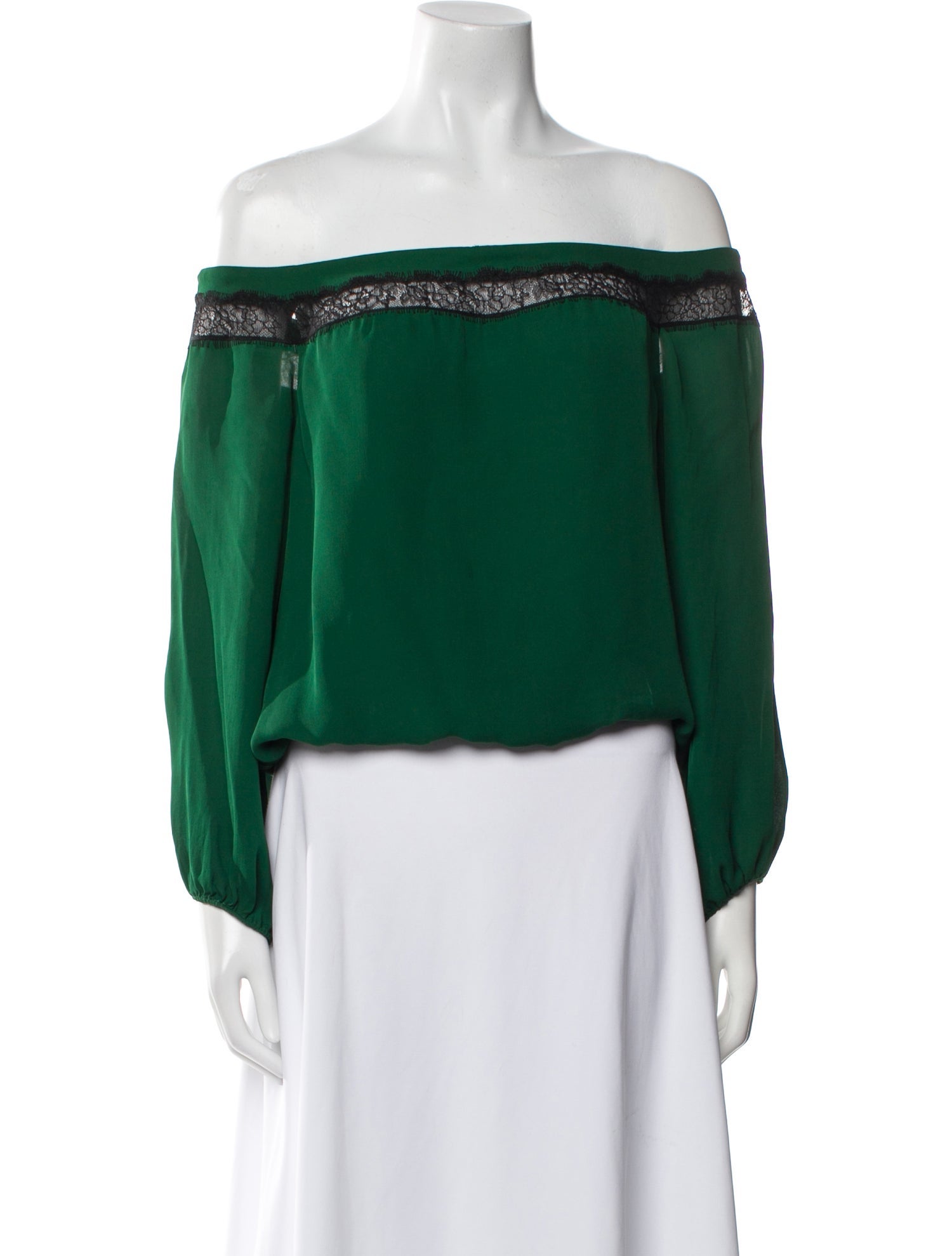 Alice + Olivia Silk Off-The-Shoulder Crop Top