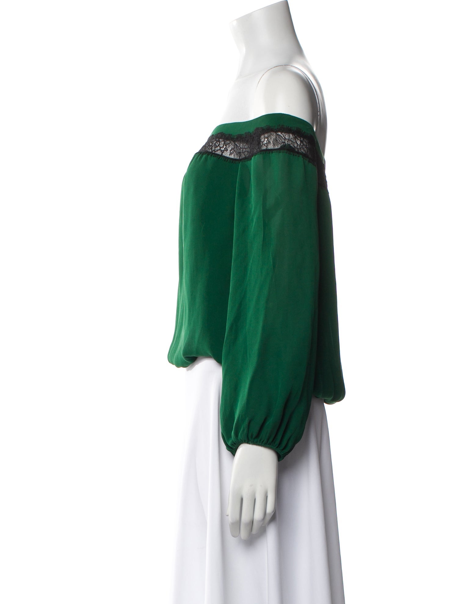 Alice + Olivia Silk Off-The-Shoulder Crop Top