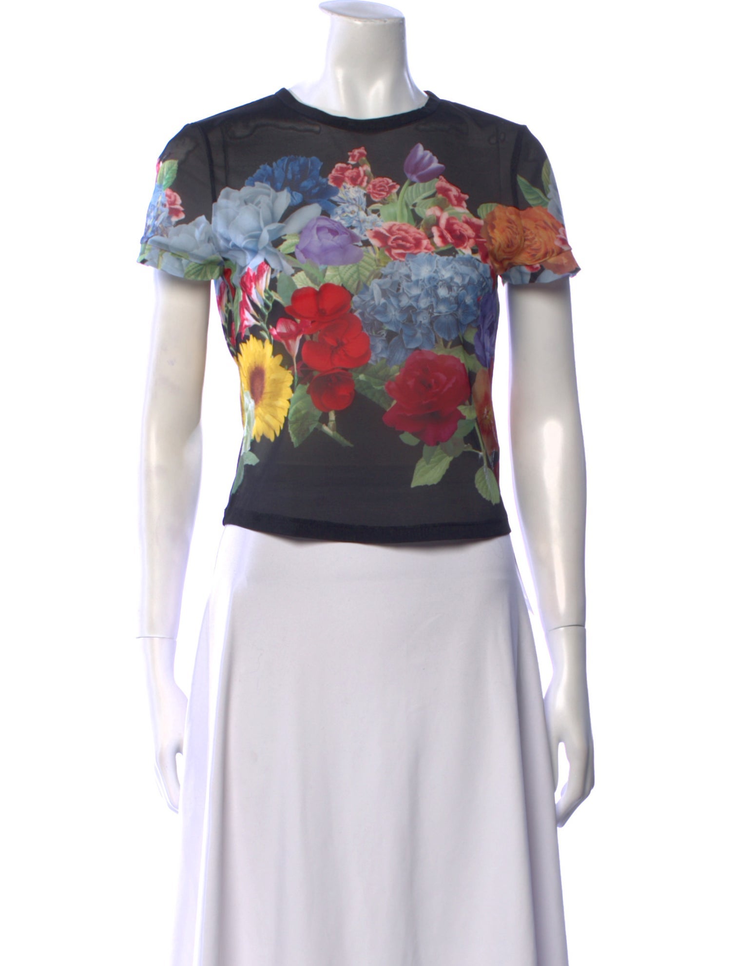 Alice + Olivia Mesh Floral Print Crop Top